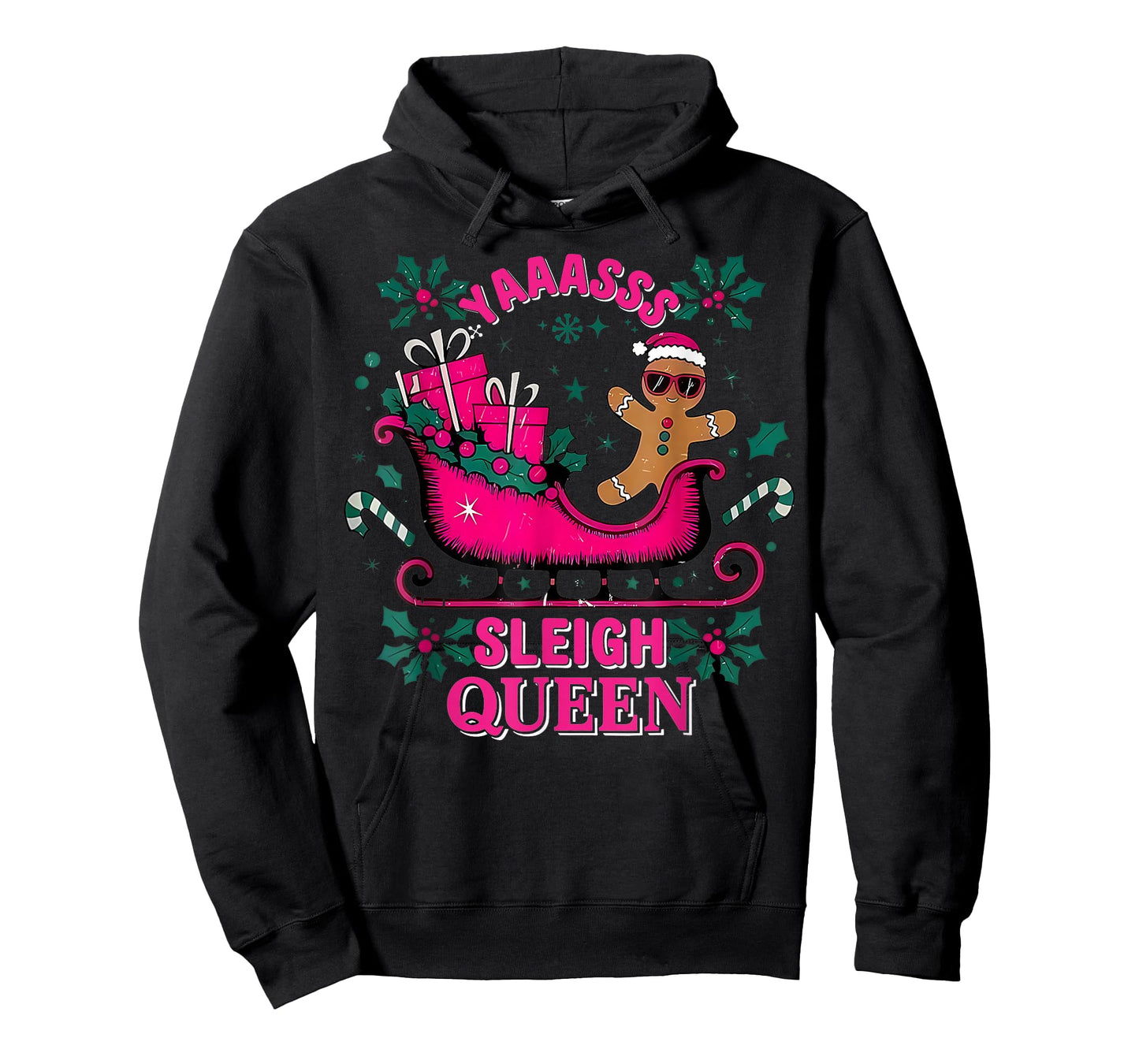 Yaaasss Sleigh Queen Sleigh Girl Matching Christmas Pajamas T-Shirt