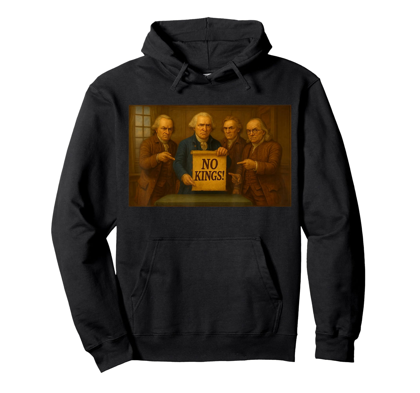 No Kings Protest Sign Funny Founding Fathers Disapproval T-Shirt