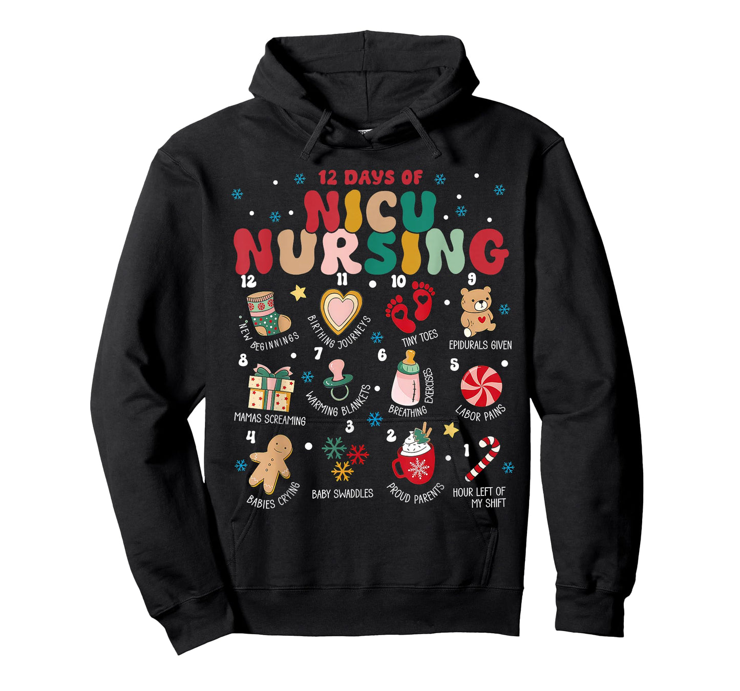 Cute 12 Days of Nicu Unit Nursing Funny Nicu Nurse Christmas T-Shirt