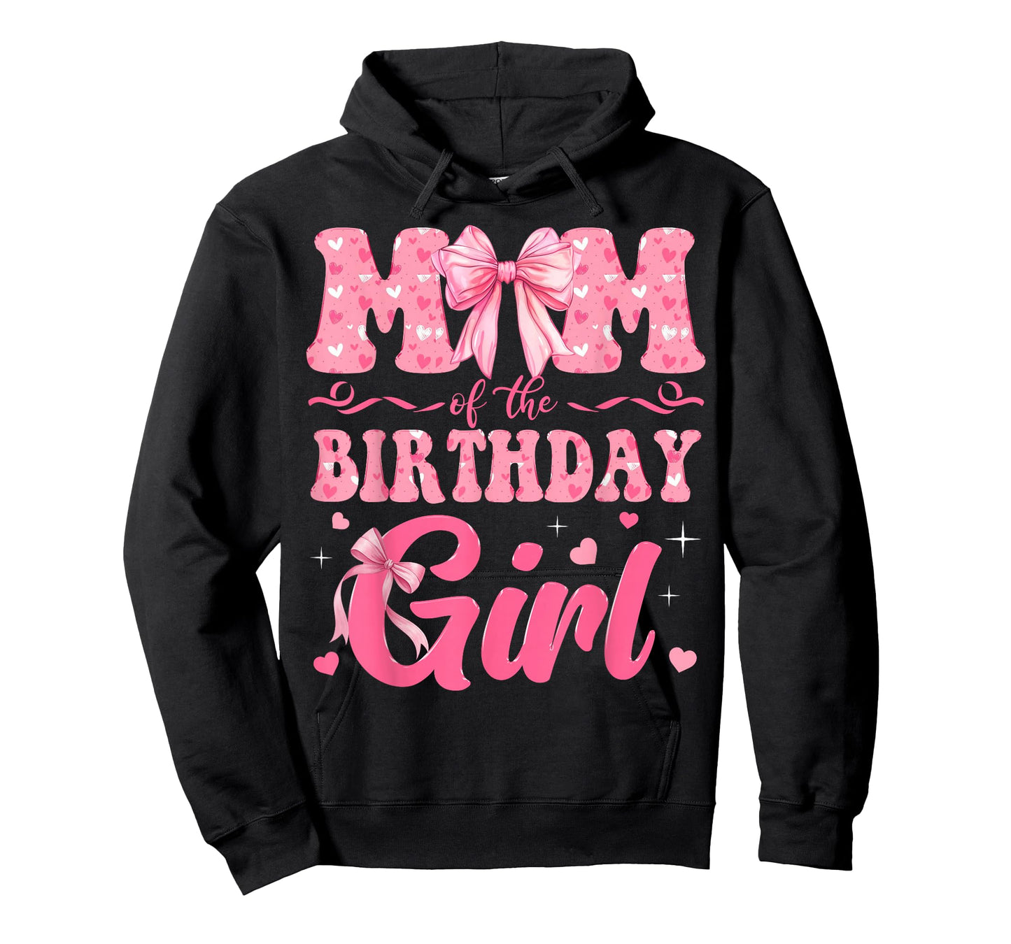 Mom of The Birthday Girl Family Pink Coquette Bow T-Shirt
