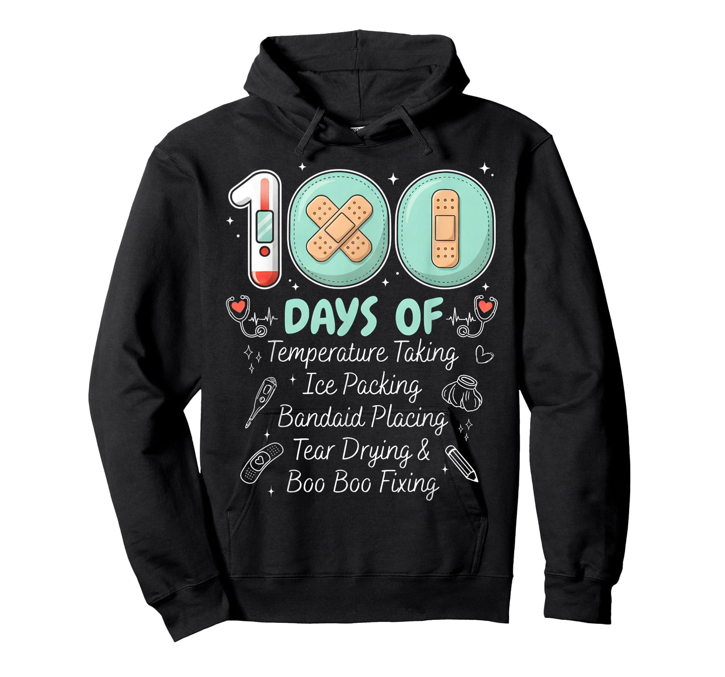 School Nurse Crew 100 Days of Temperature Taking Ice Packing T-Shirt