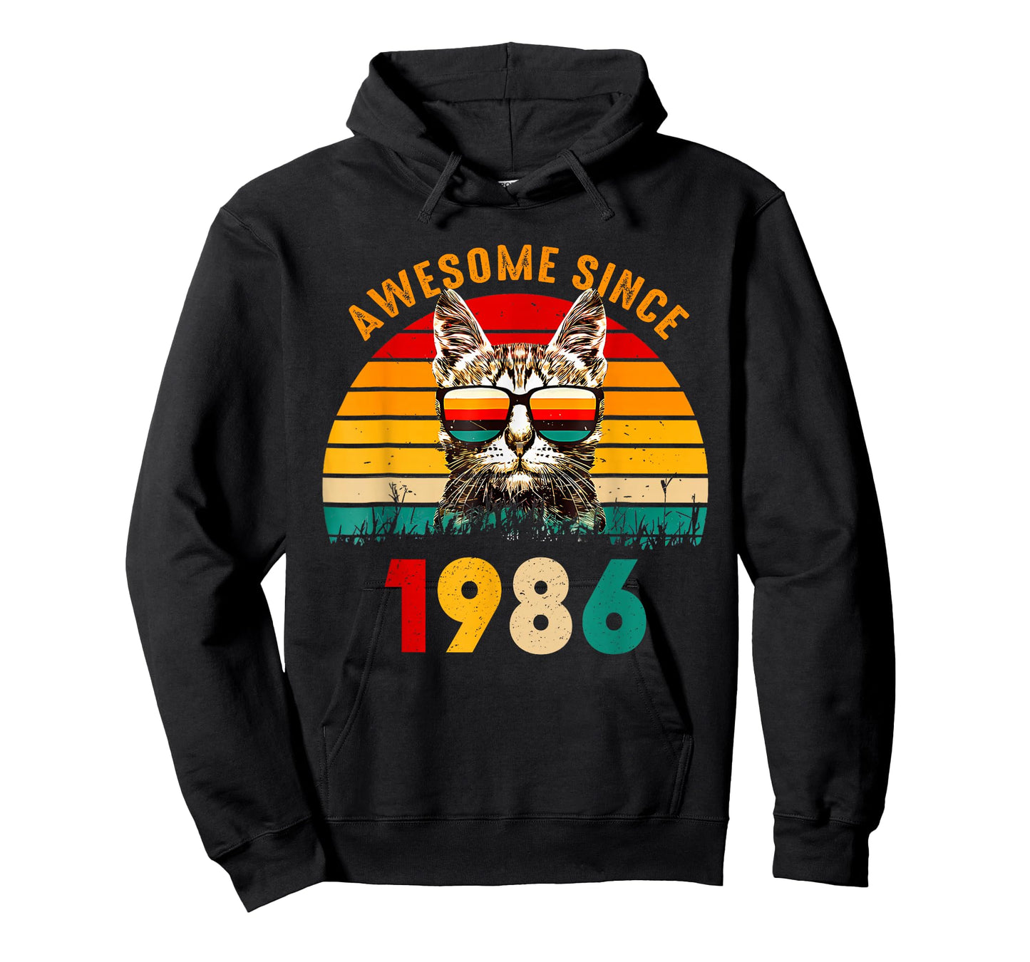 Awesome Since 1986, 1986 Retro Cool Cat, 40th Birthday T-Shirt