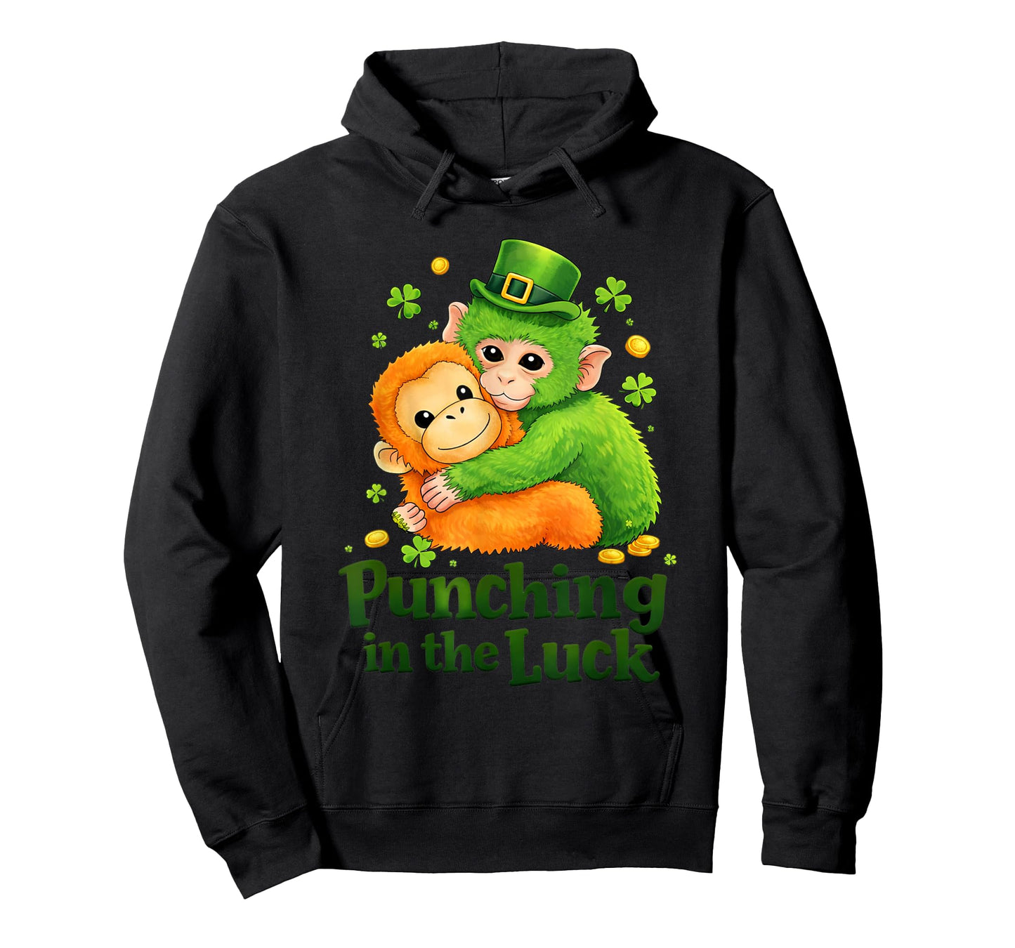 Punching in The Luck Funny St Patrick’s Day Cute Monkey Duo T-Shirt