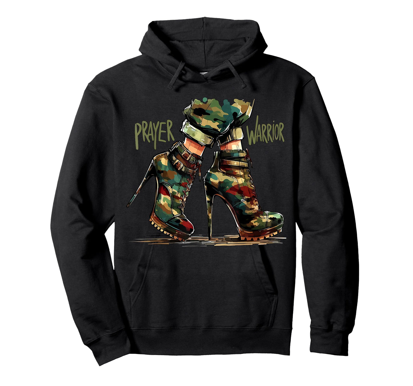 Camo Heels Prayer Warrior God Jesus Christian Girl Women T-Shirt