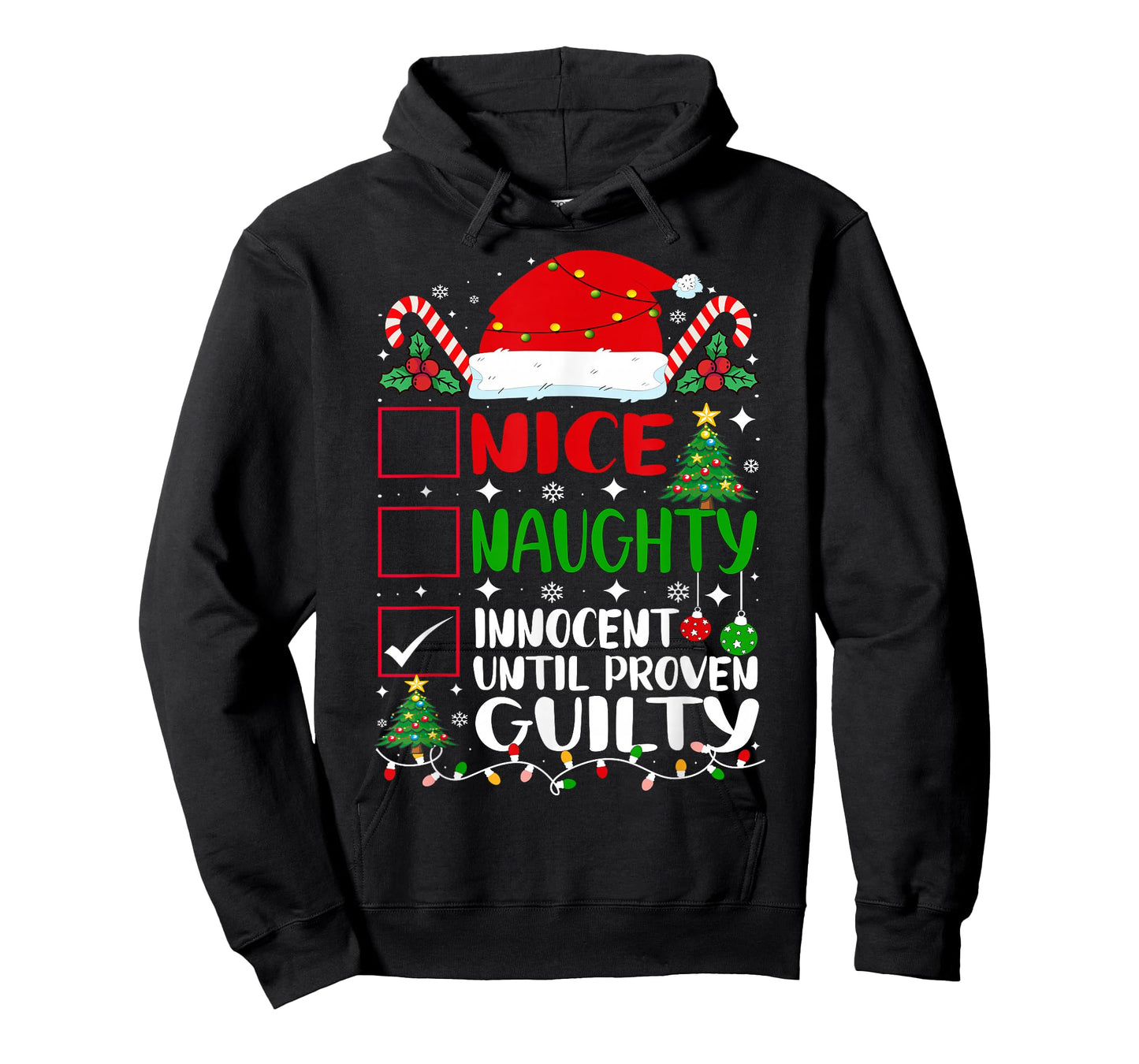 Nice Naughty Innocent Until Proven Guilty Christmas List T-Shirt