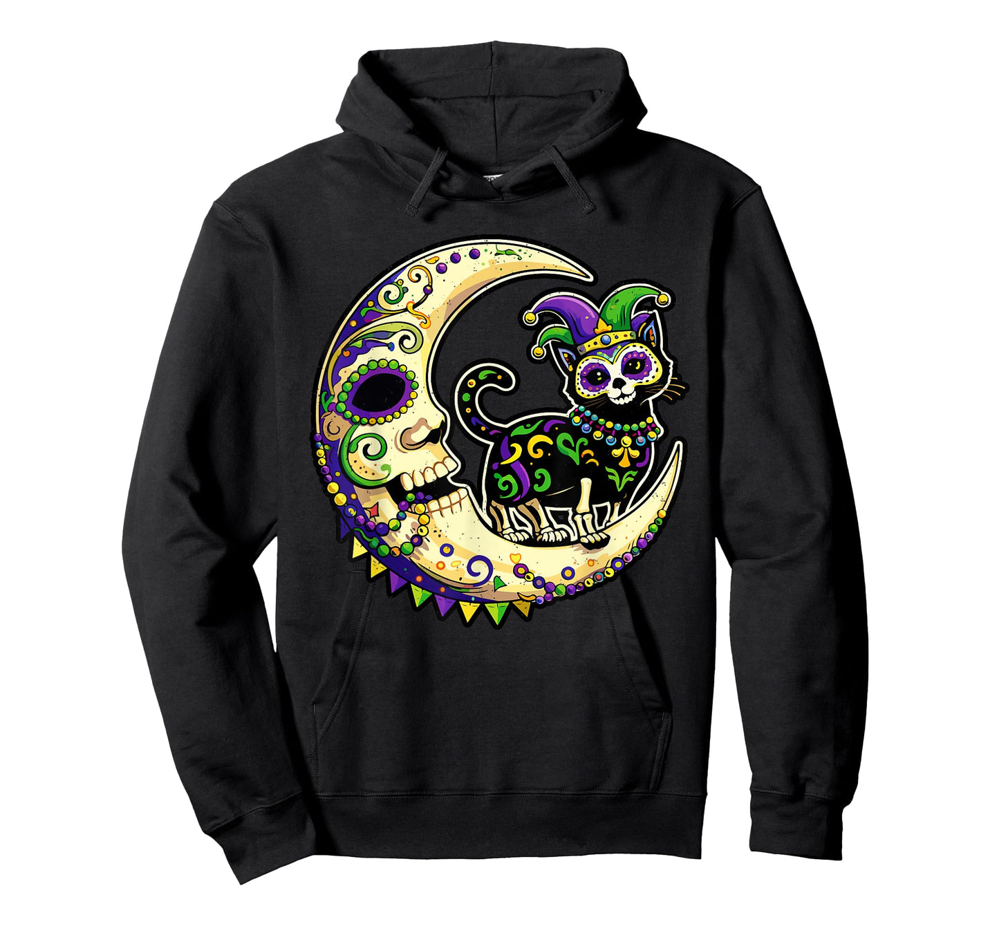 Mardi Gras Moon Cat New Orlean Louisiana Party Design T-Shirt