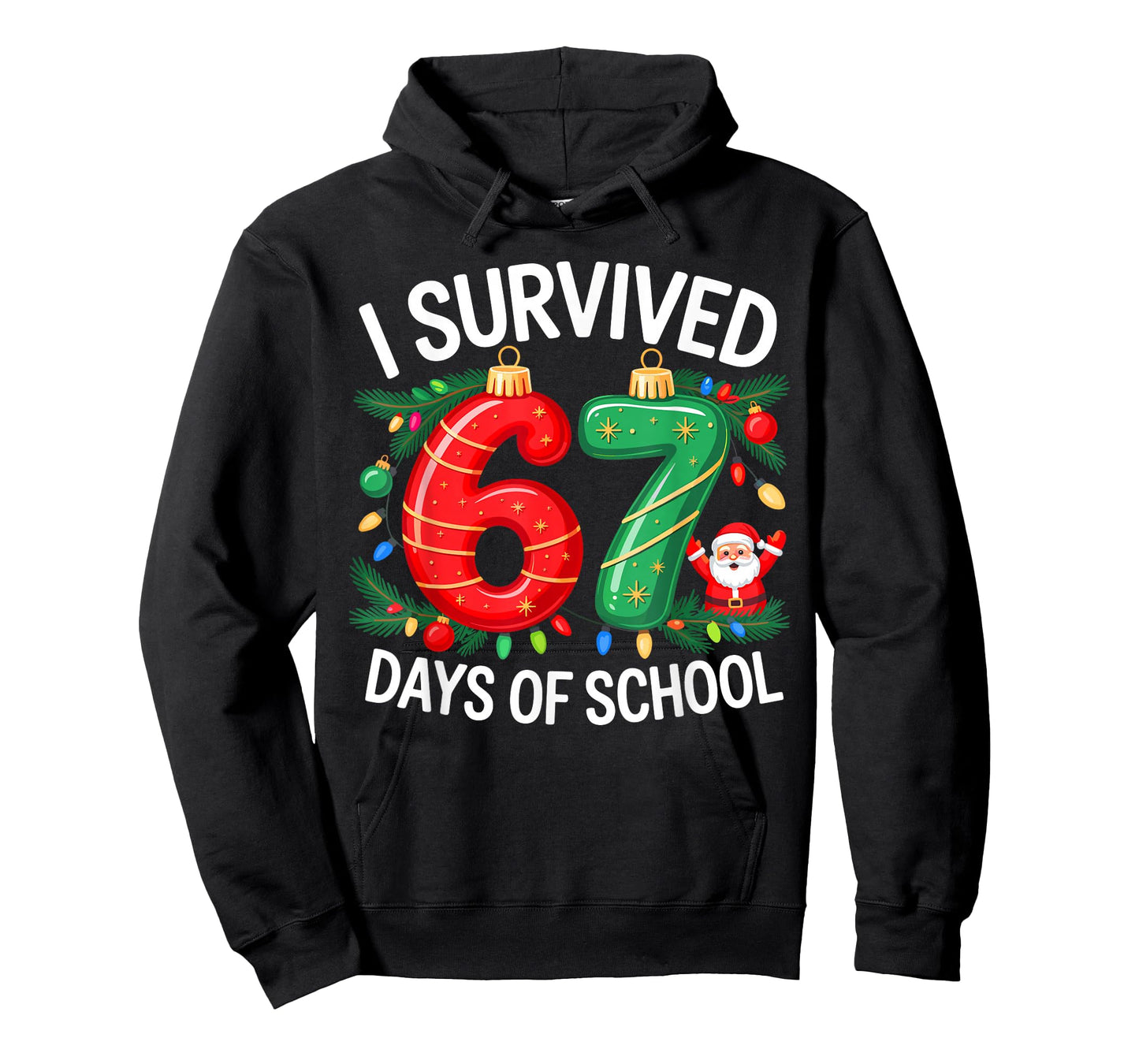 I Survived 67 Days of School Christmas Candy Cane Six Seven T-Shirt