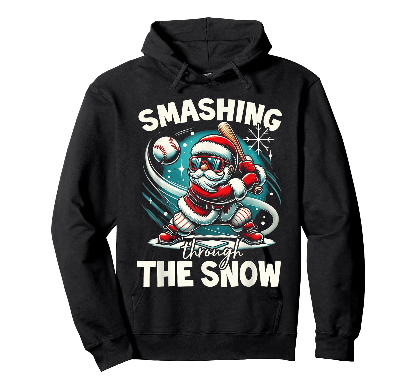 Baseball Player Christmas Santa, Smashing Through The Snow T-Shirt