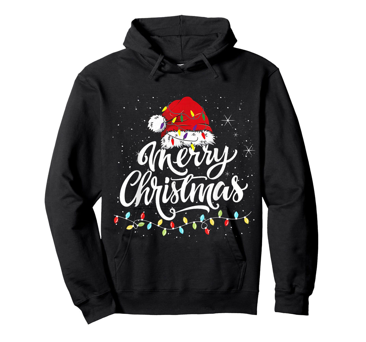 Merry Christmas Lights Santa Hat Xmas Family Matching Pajama T-Shirt