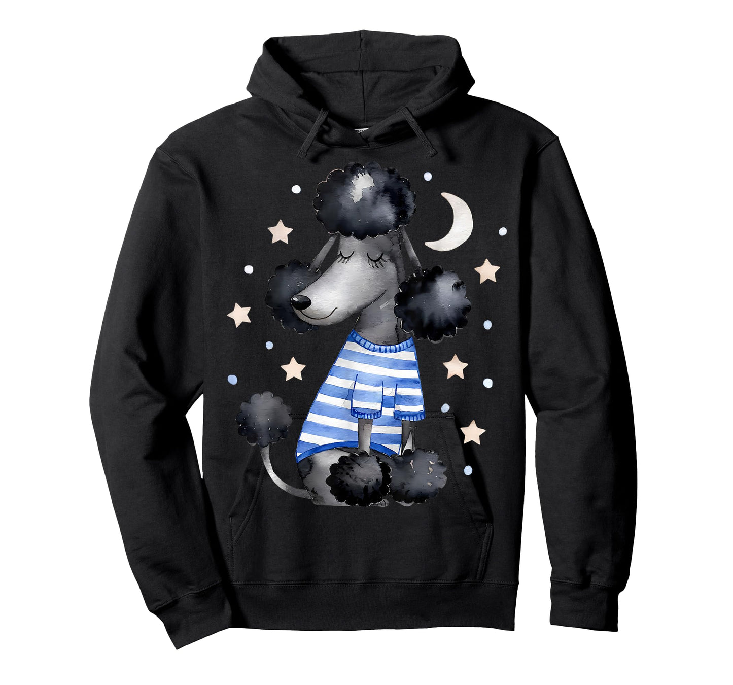 Sleepy Black Poodle Stars and Moon Dog Lover Sleeping Pajama T-Shirt