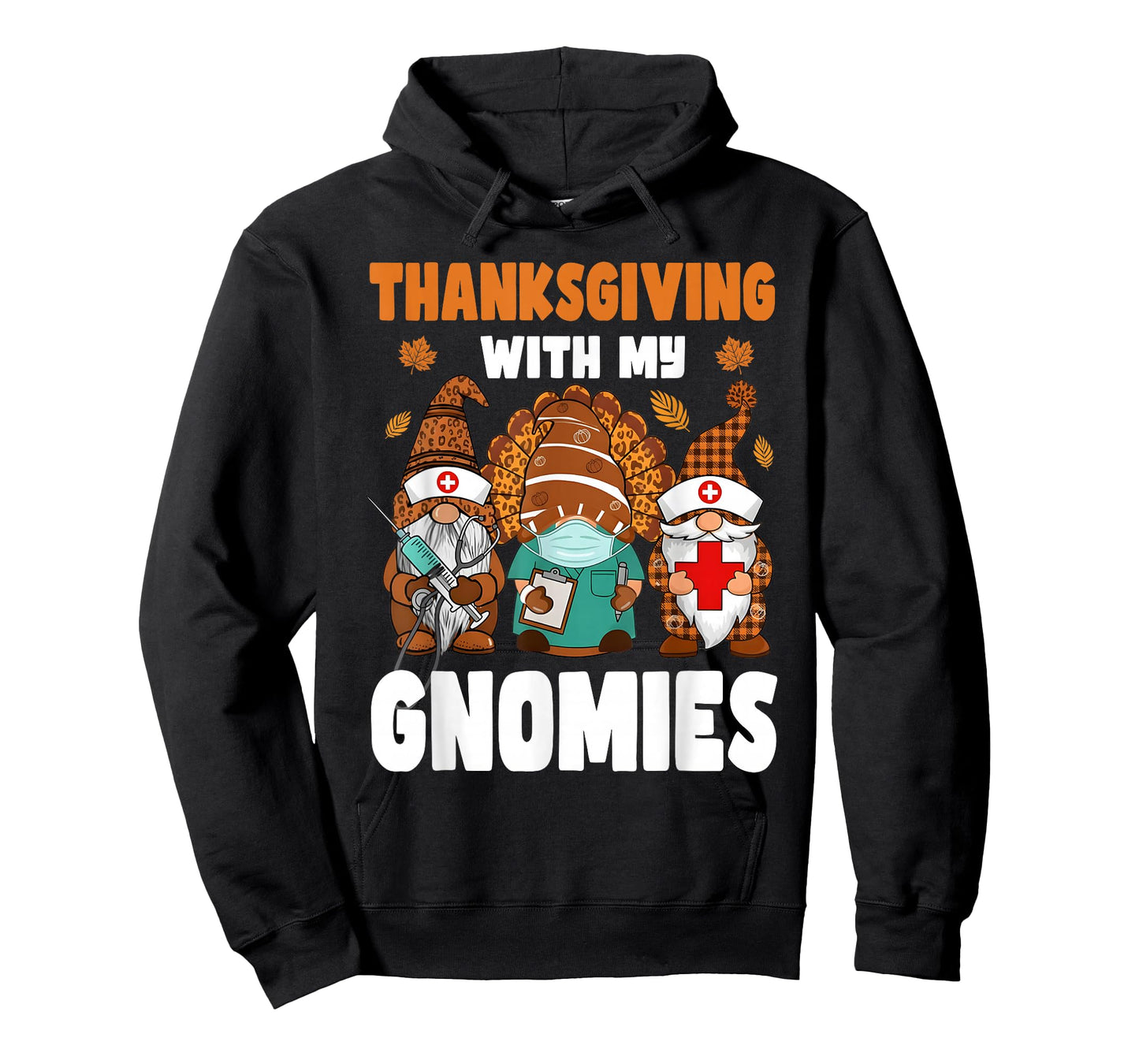 Thanksgiving Women gnome Fall Leopard Turkey RN Nurse T-Shirt