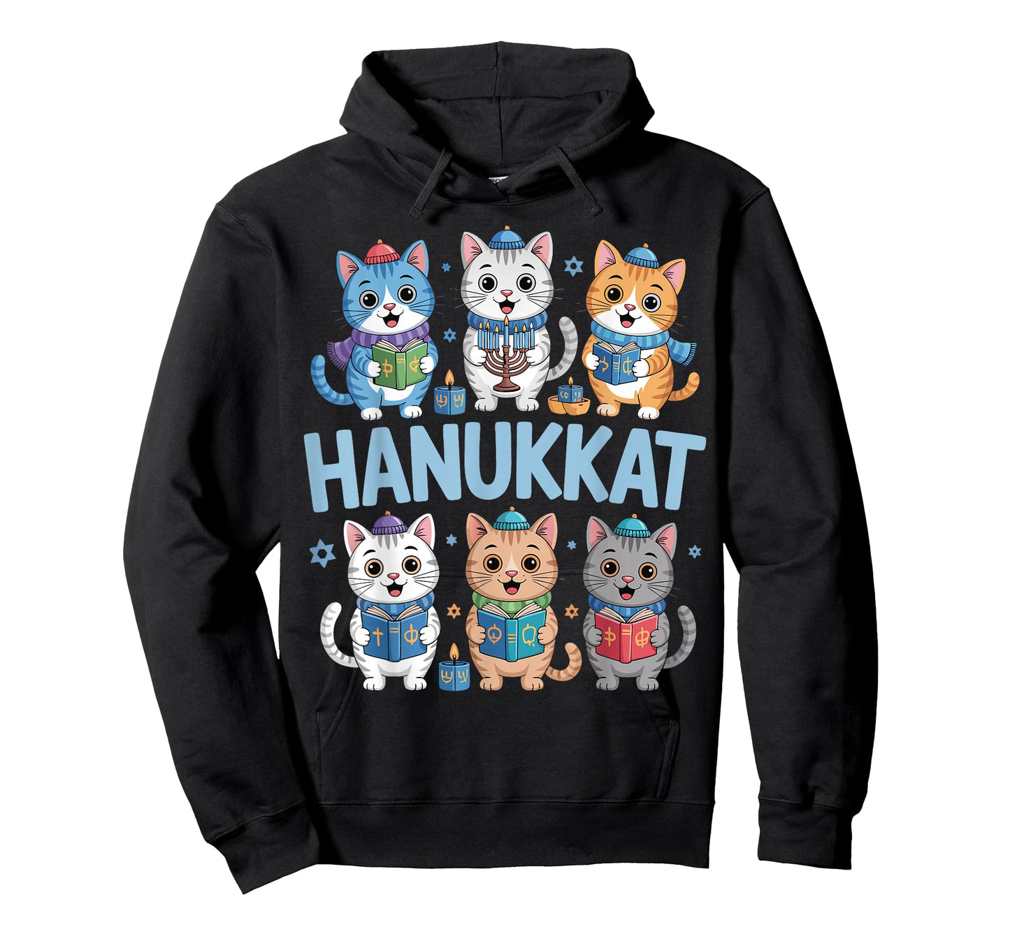 Hanukkah Cat Menorah Cute Jewish Holiday Cats Ugly Funny T-Shirt