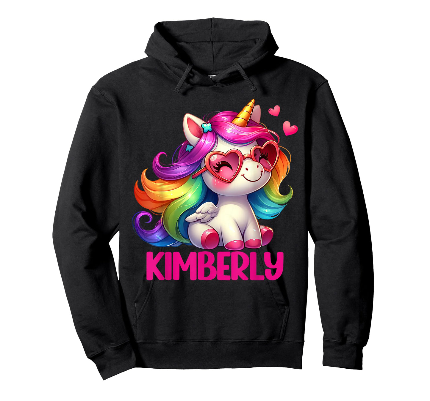 Kimberly Personalized Name Colorful Unicorn Women Girls T-Shirt