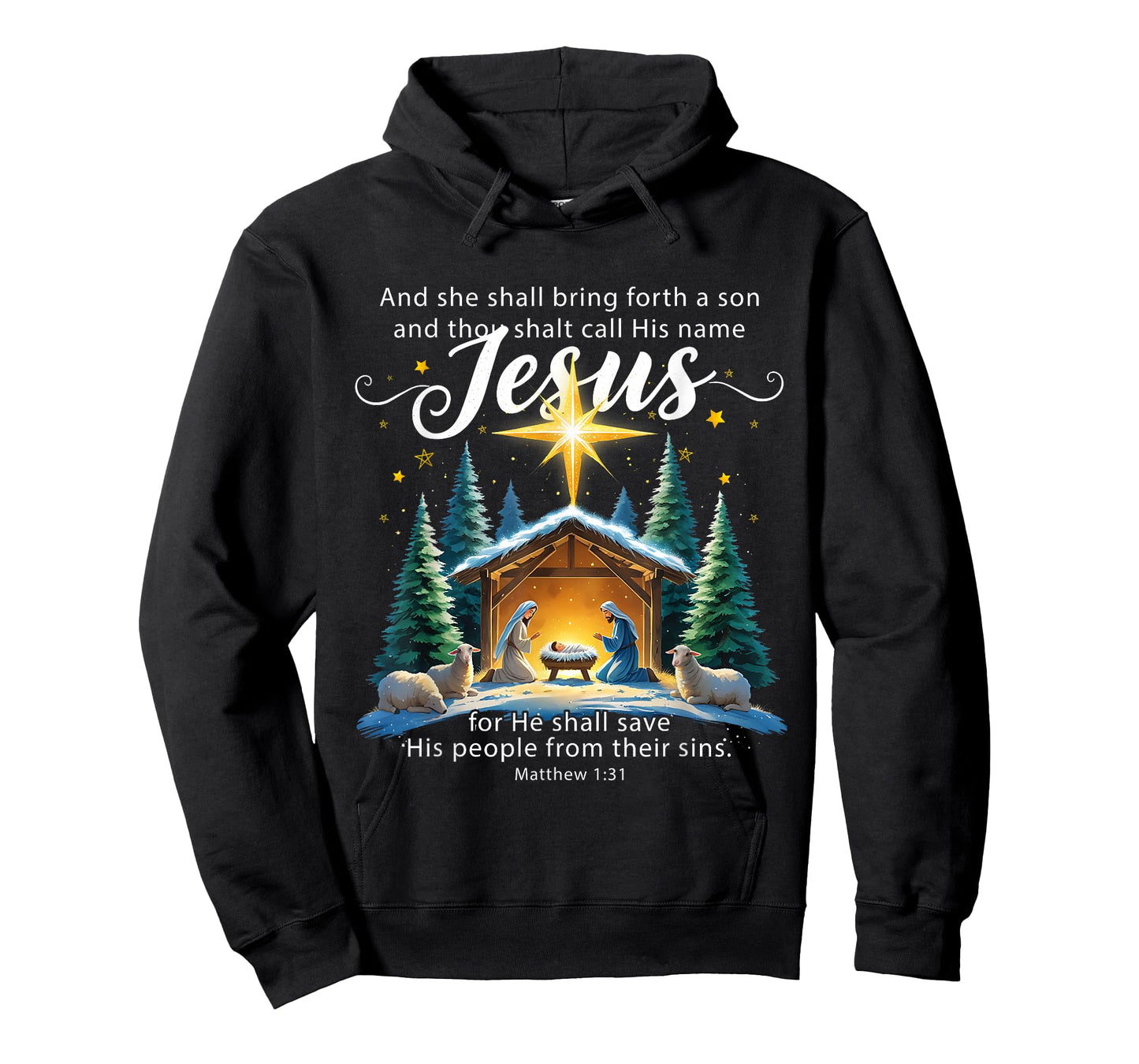 and Thou Shalt Call His Name Jesus Nativity Christmas T-Shirt