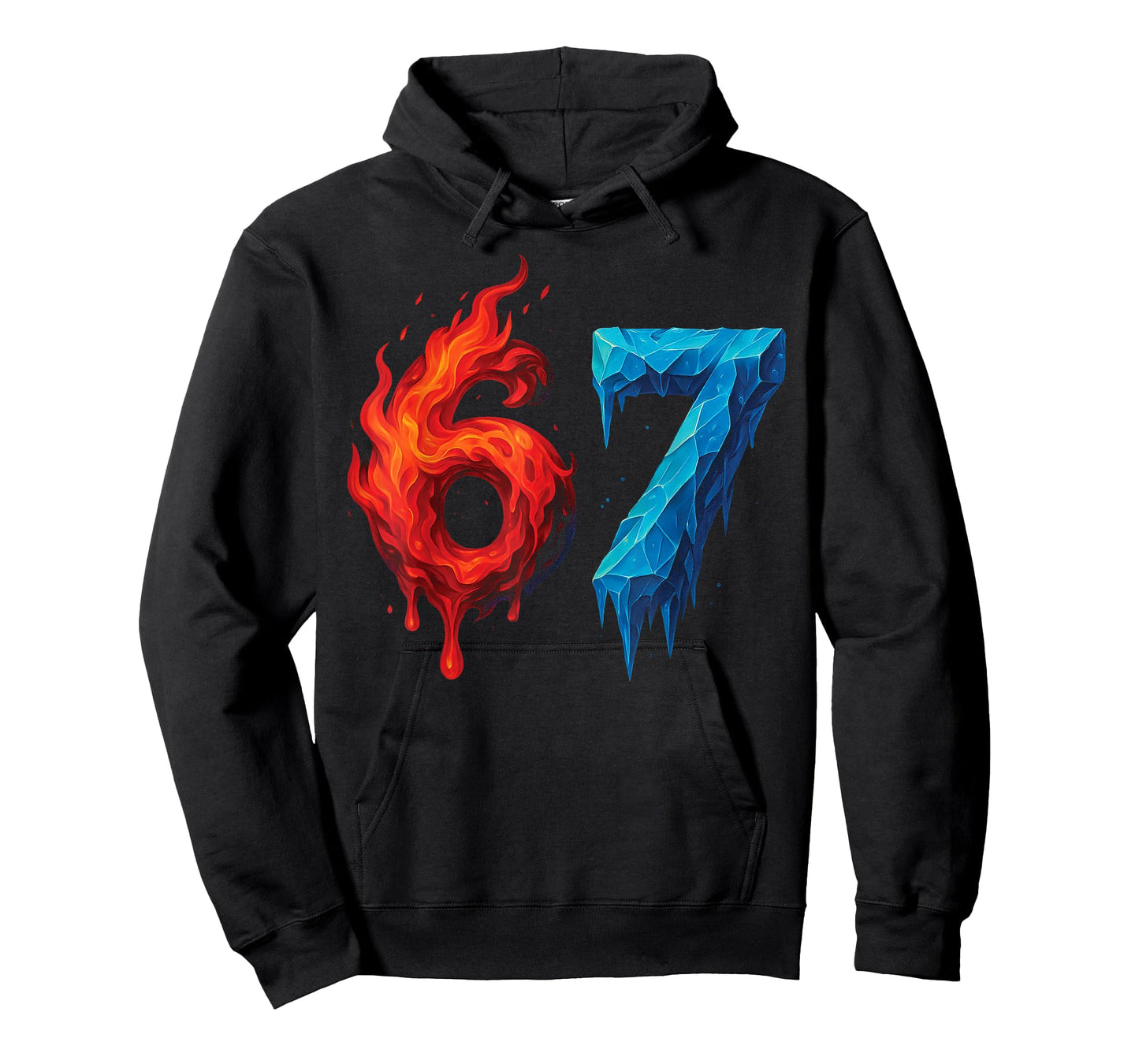 67 Six Seven 6-7 Flaming Ice - Funny Teen Kids Brainrot Meme T-Shirt