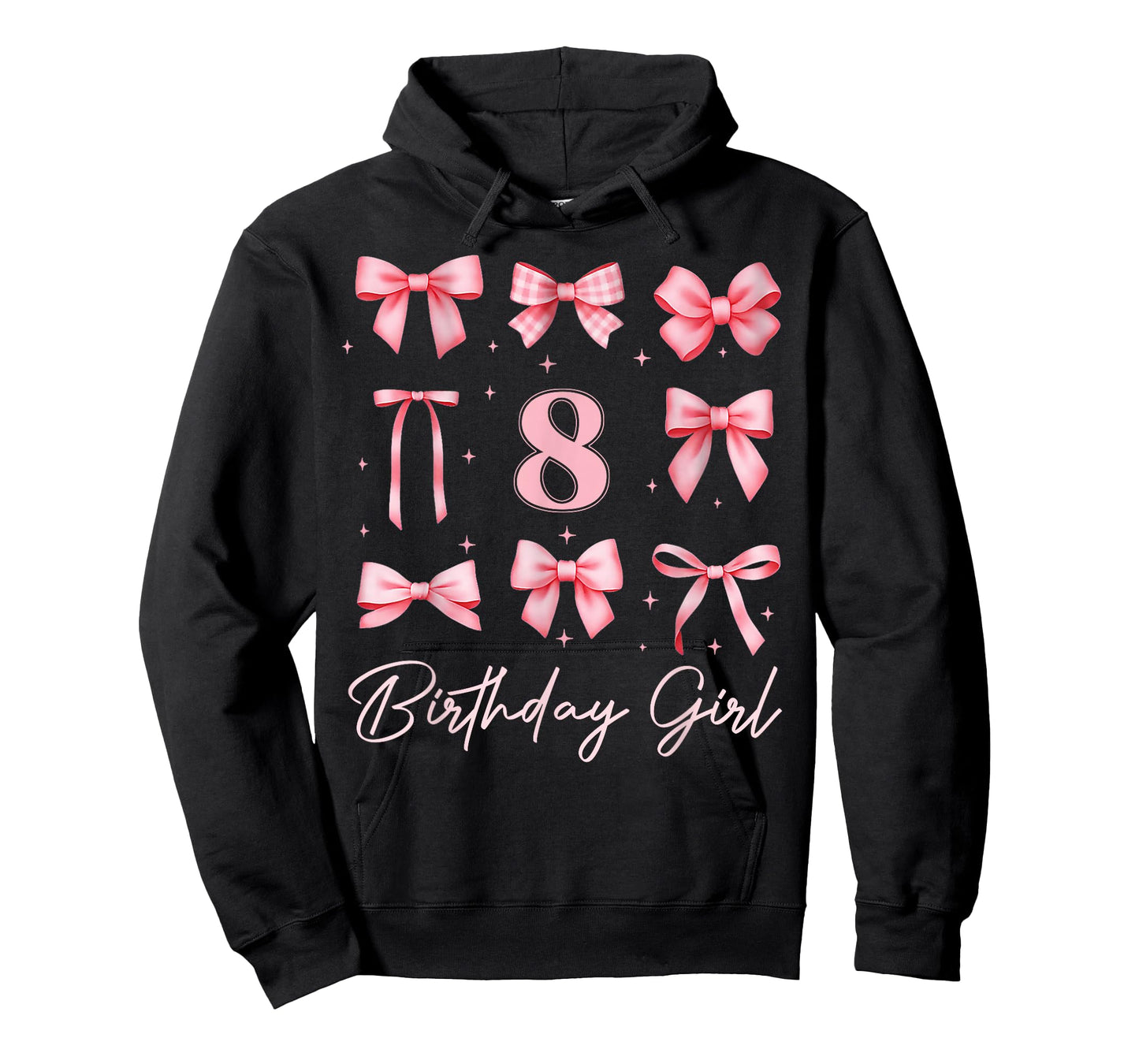 Kids 8th Birthday Girl Coquette Bow Pink 8 Year Old Bday T-Shirt