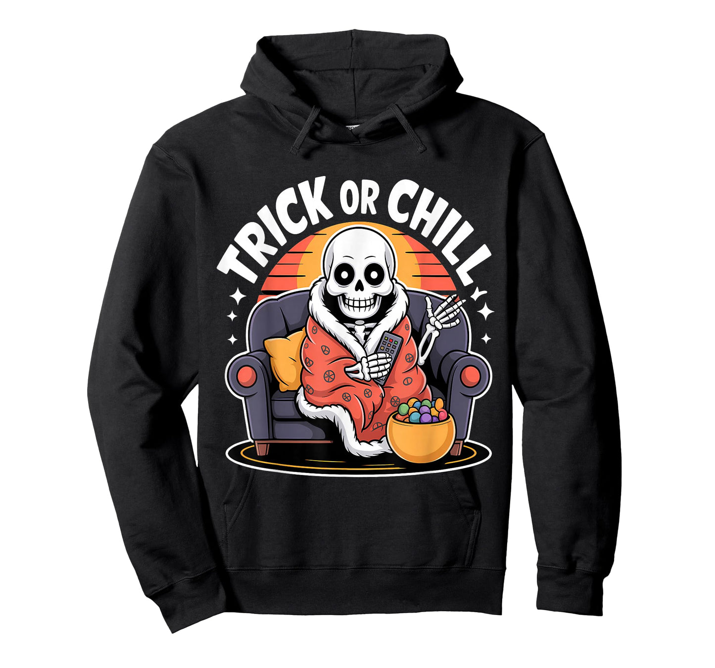 Trick Or Chill Skeleton Halloween Vibes T-Shirt