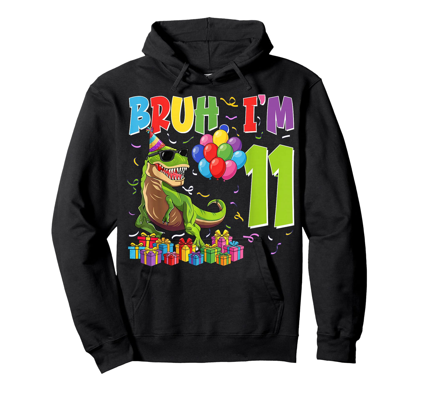 Bruh I'm 11 Years Old Party Outfit 11th Birthday Dinosaur T-Shirt