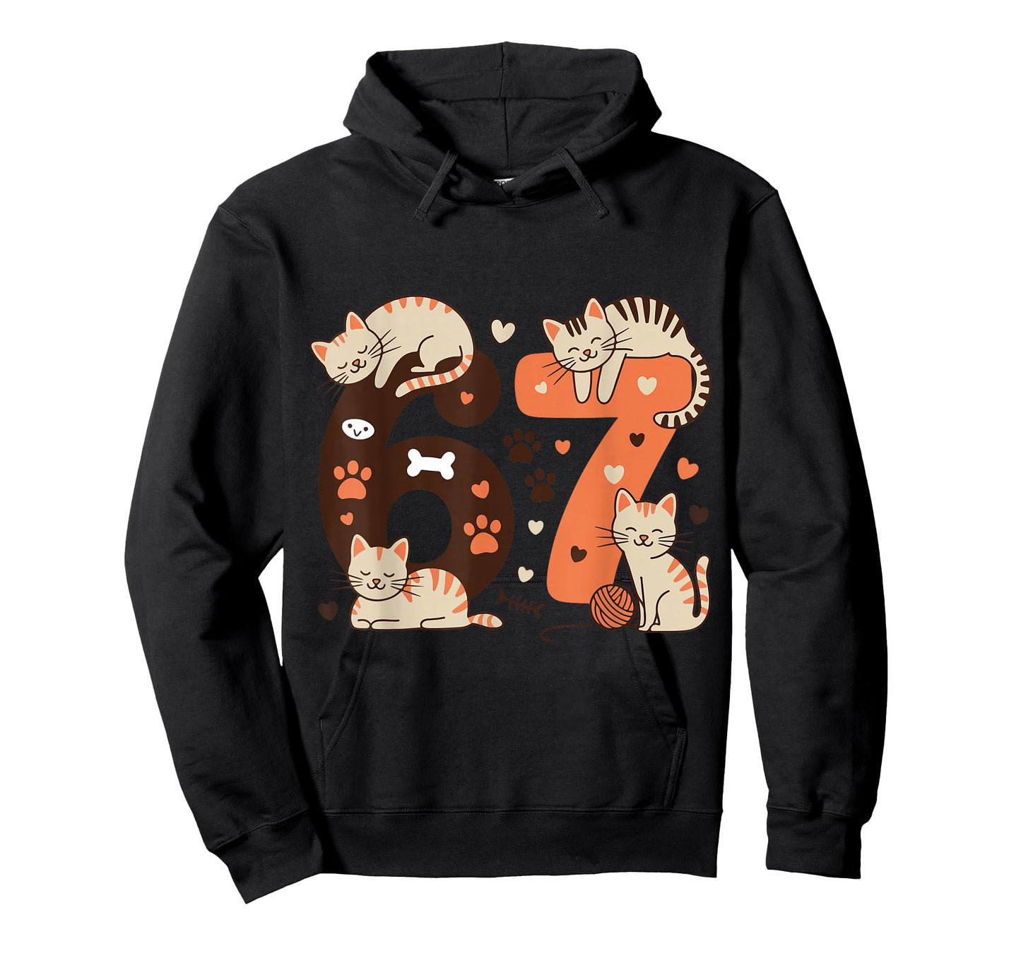 Funny 67 Meme Cat Lover Cute Kitty Paw Six Seven Humor T-Shirt