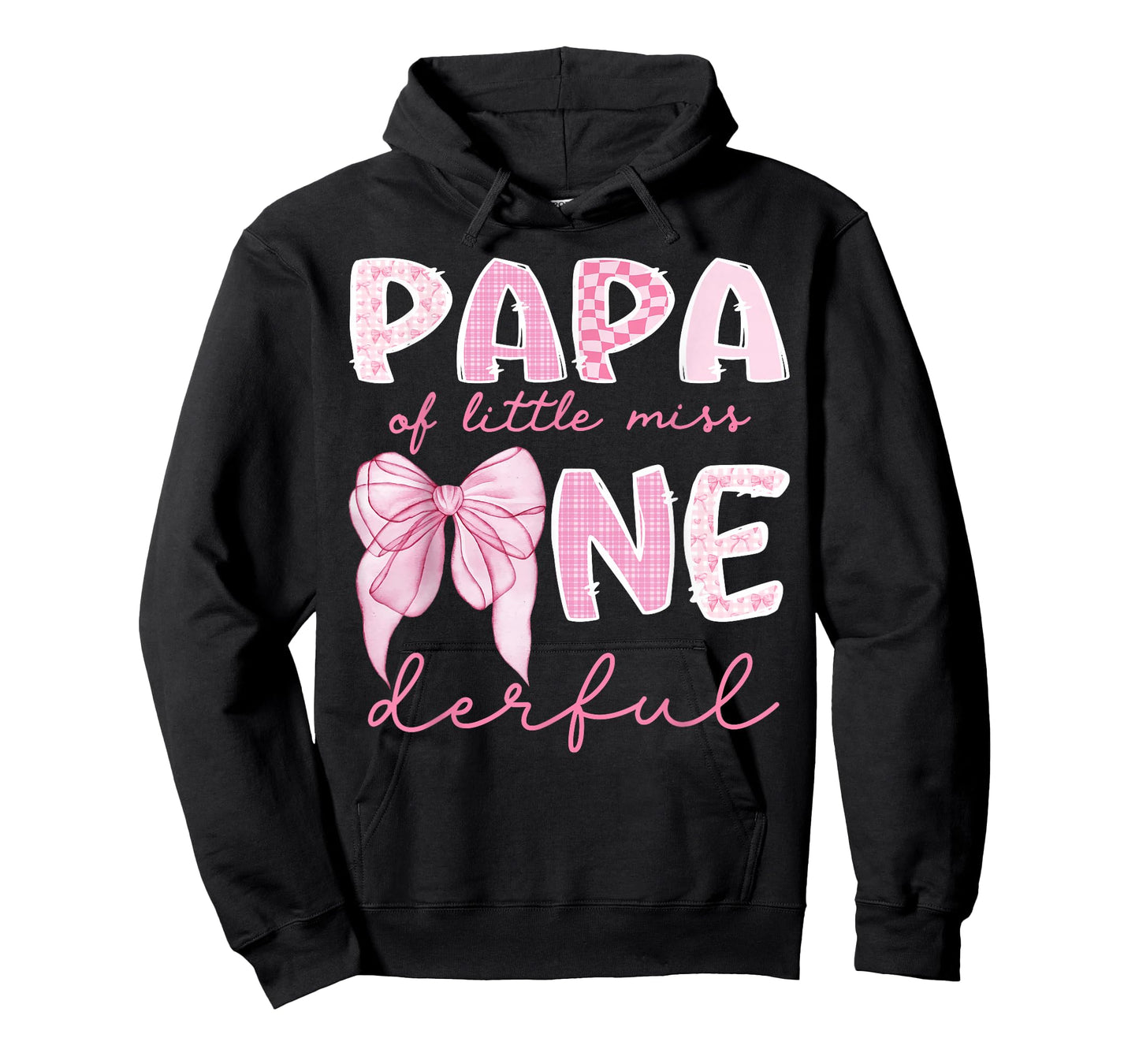 Papa of Little Miss Onederful First Birthday Girl Bow T-Shirt