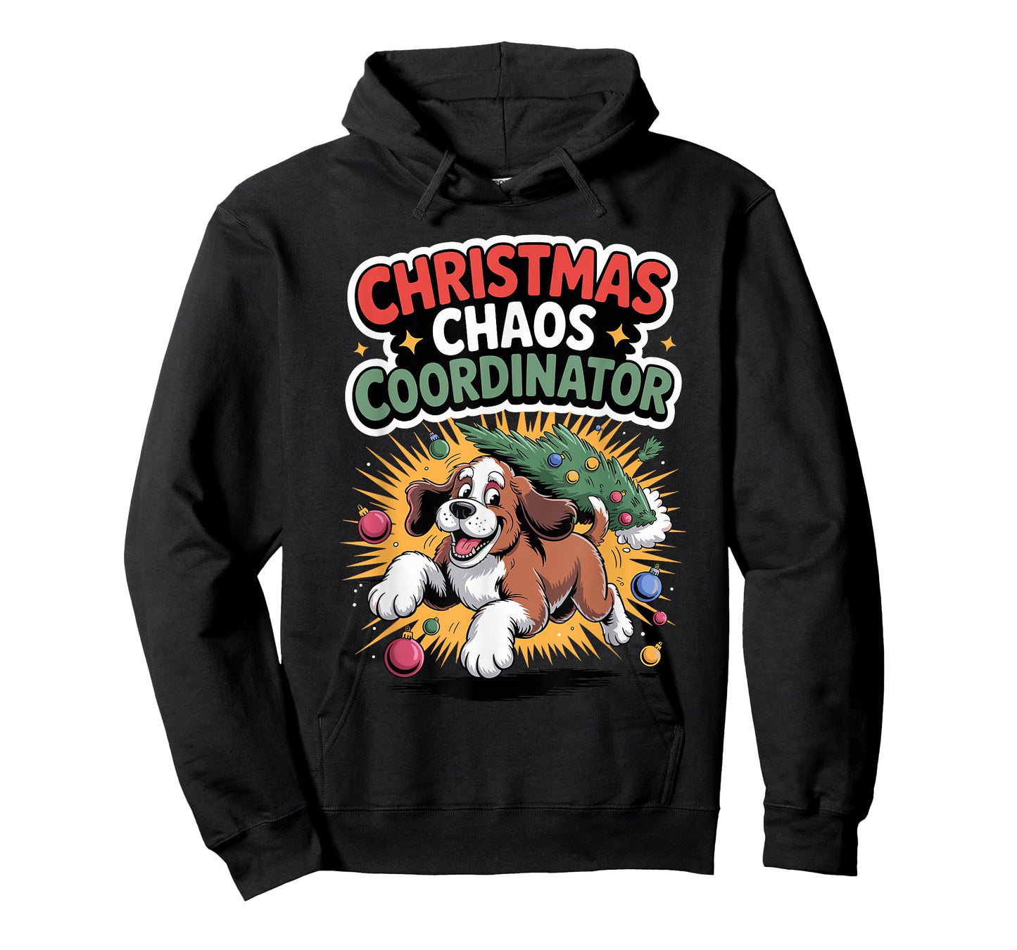 Christmas Chaos Coordinator Xmas Puppy Funny St Bernardoodle T-Shirt