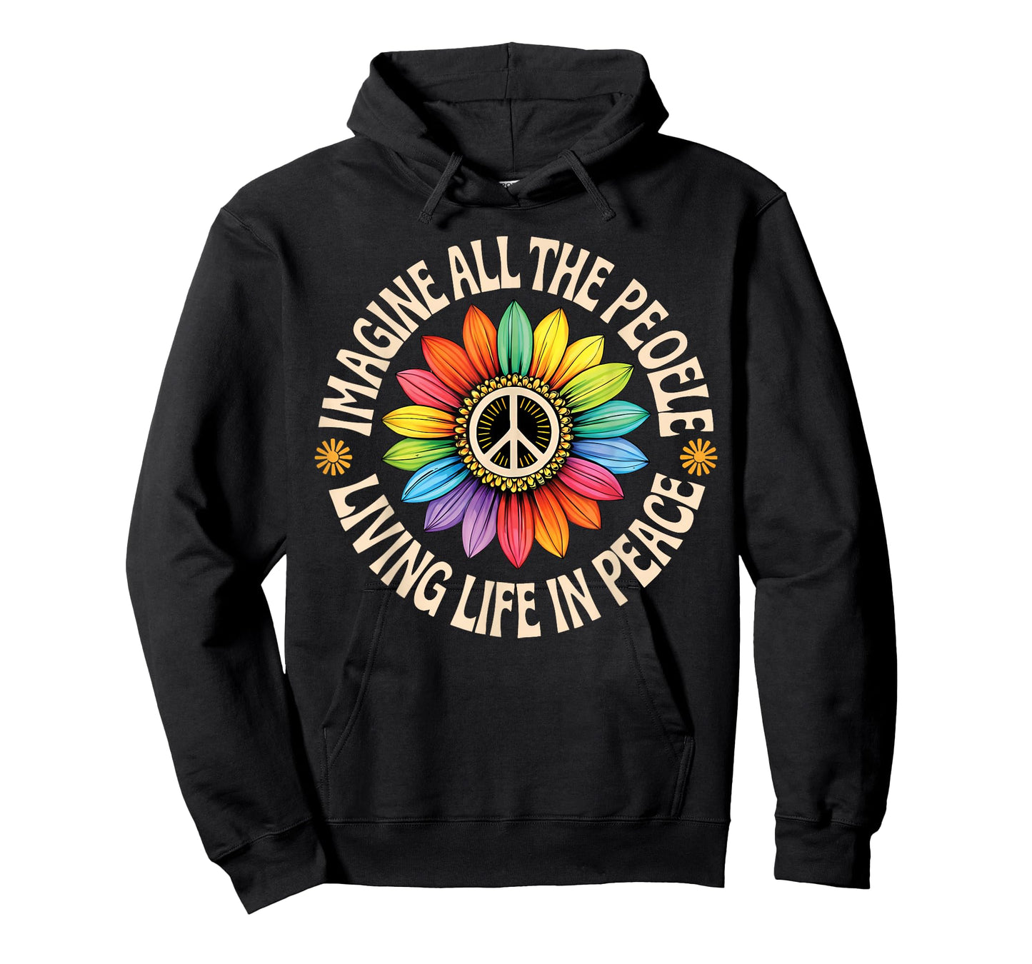 Retro Peace Flower Imagine All The People Boho Hippie 70s T-Shirt