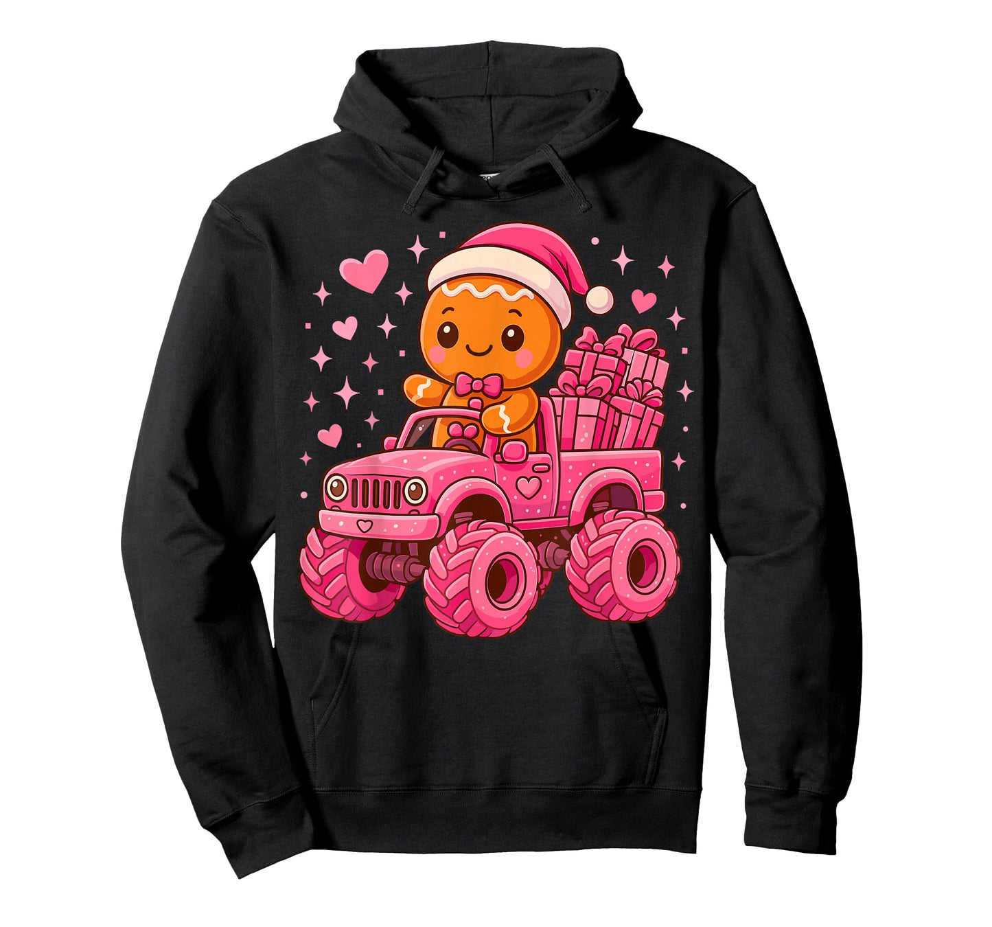 Gingerbread in Pink Christmas Monster Truck T-Shirt