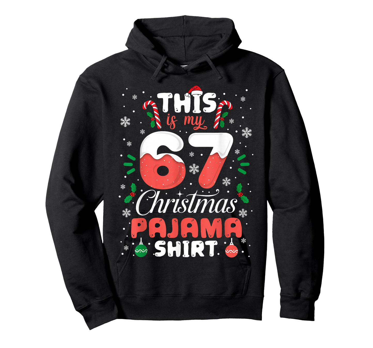 Funny 67 Christmas Pajamas Shirt Six Seven Meme Brainrot T-Shirt