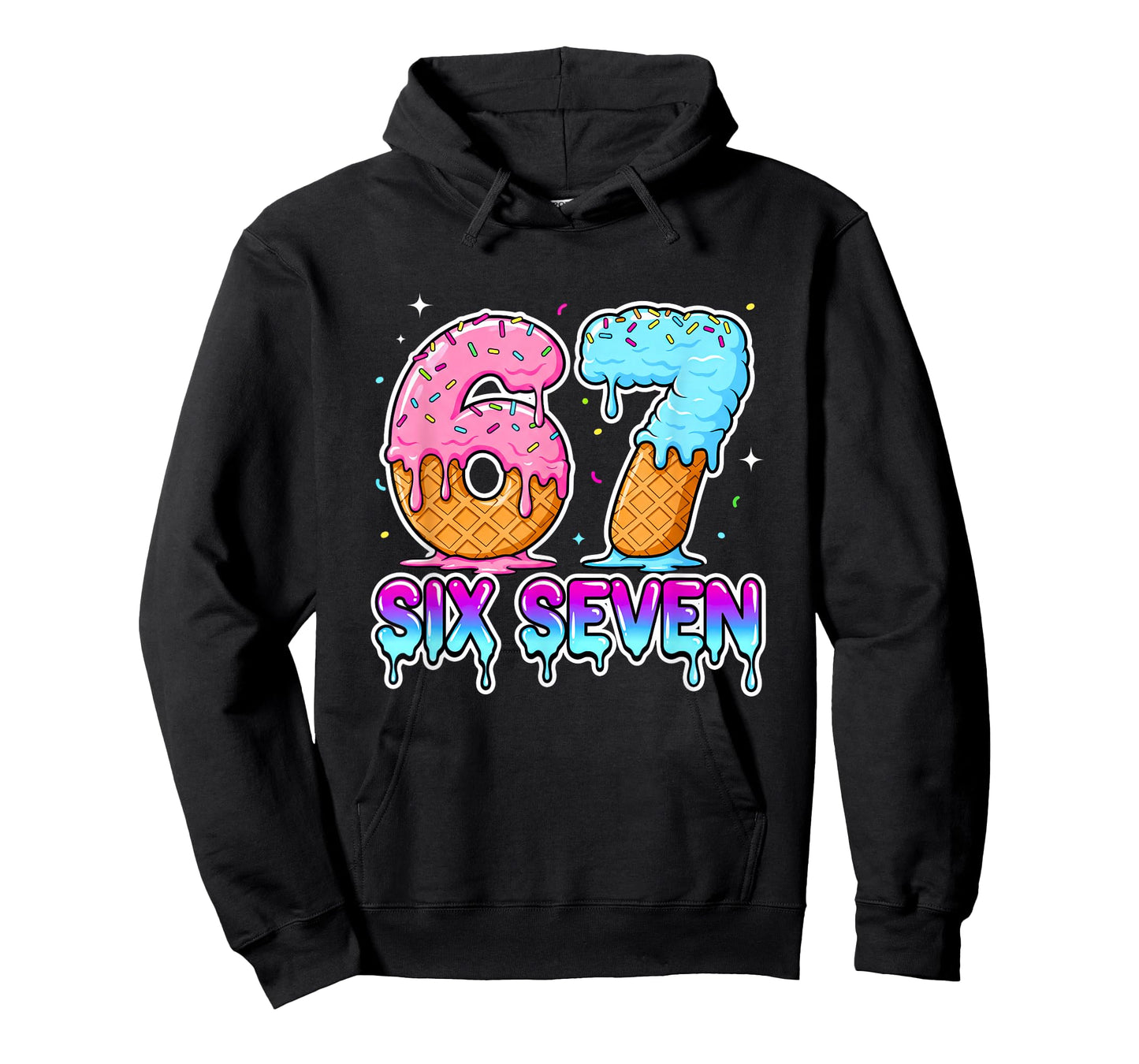 Six Seven Ice Cream Drip Cool Meme 67 Funny Gen Alpha T-Shirt