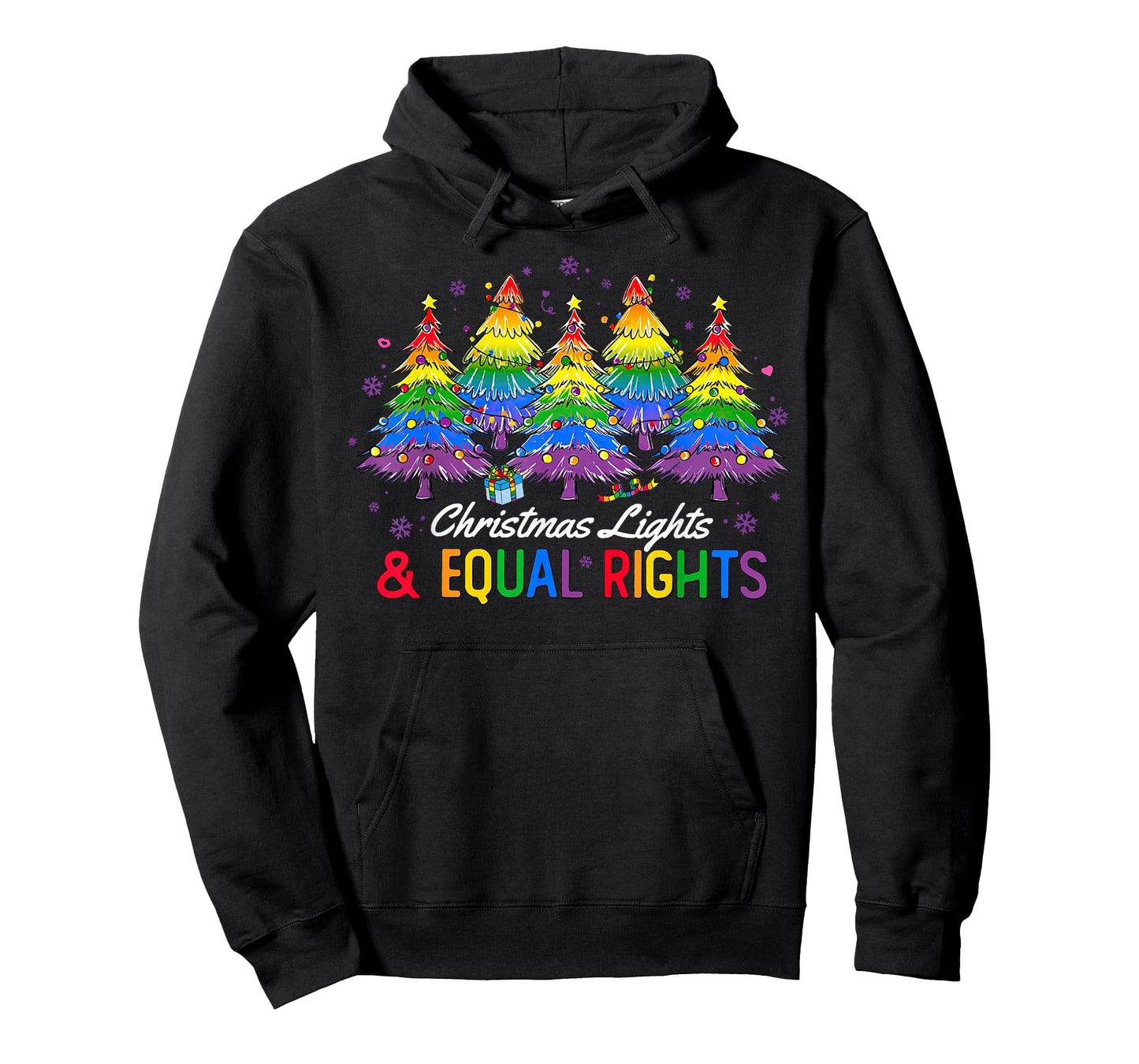 Christmas Lights and Equal Rights Rainbow Tree LGBTQ Xmas T-Shirt