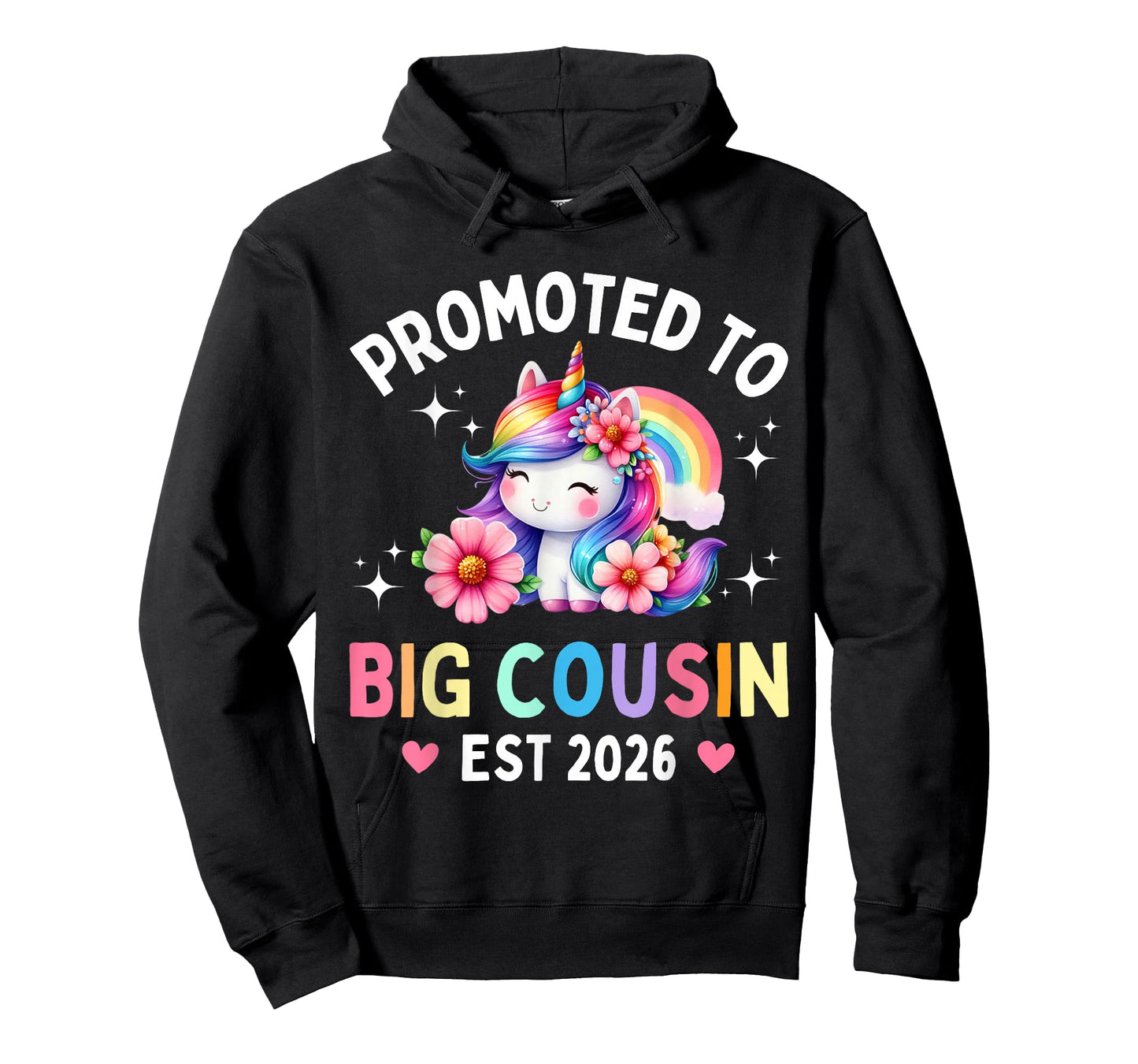 Promoted to Big Cousin 2026 Flower Unicorn Toddler Girls T-Shirt