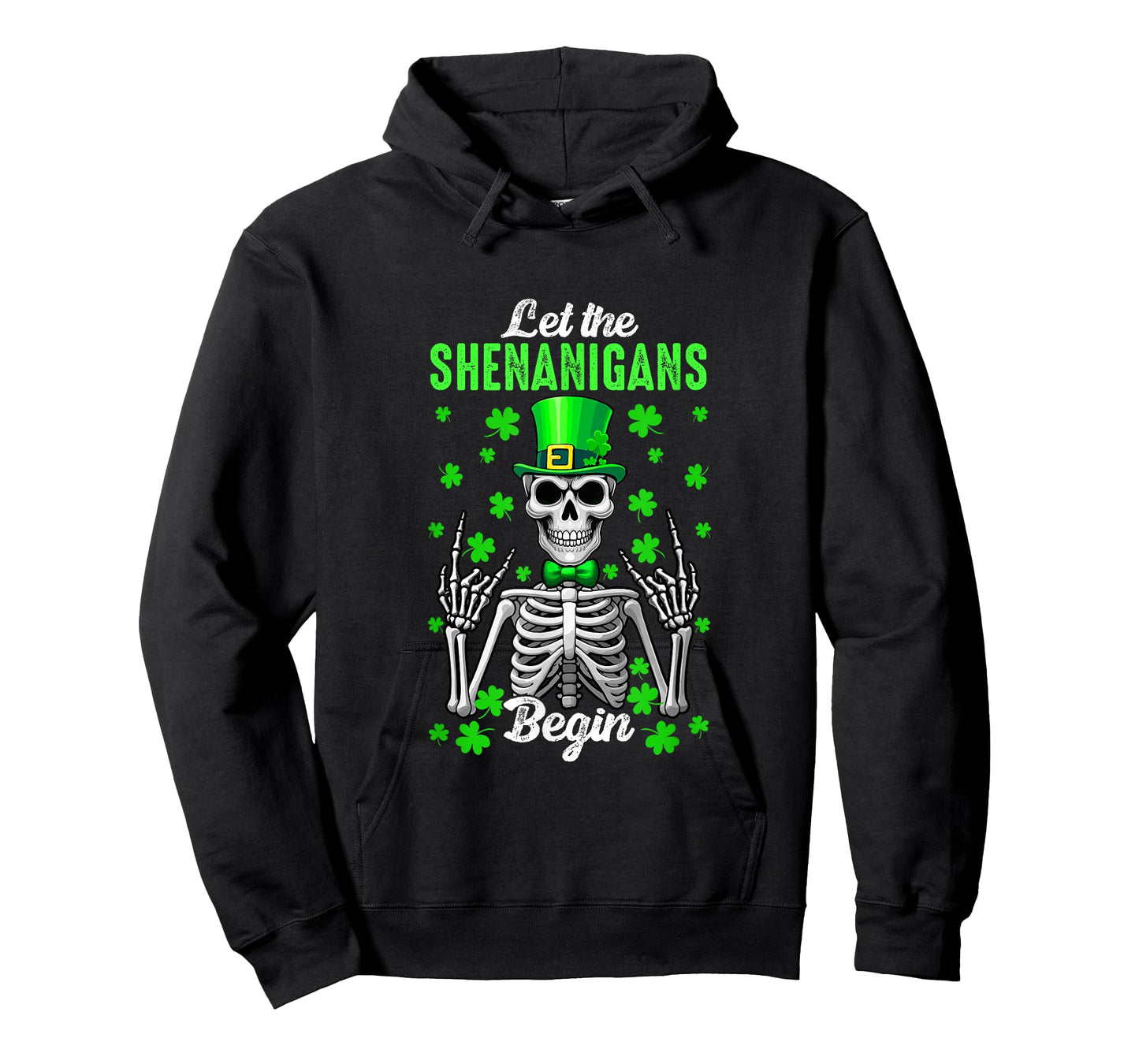 Let Shenanigan Begin Patrick's Day Skeleton Funny Rock Hands T-Shirt