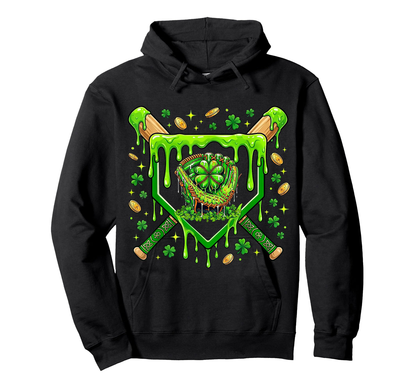 St Patricks Day Baseball Ice Cream Shamrock Baseball Player T-Shirt