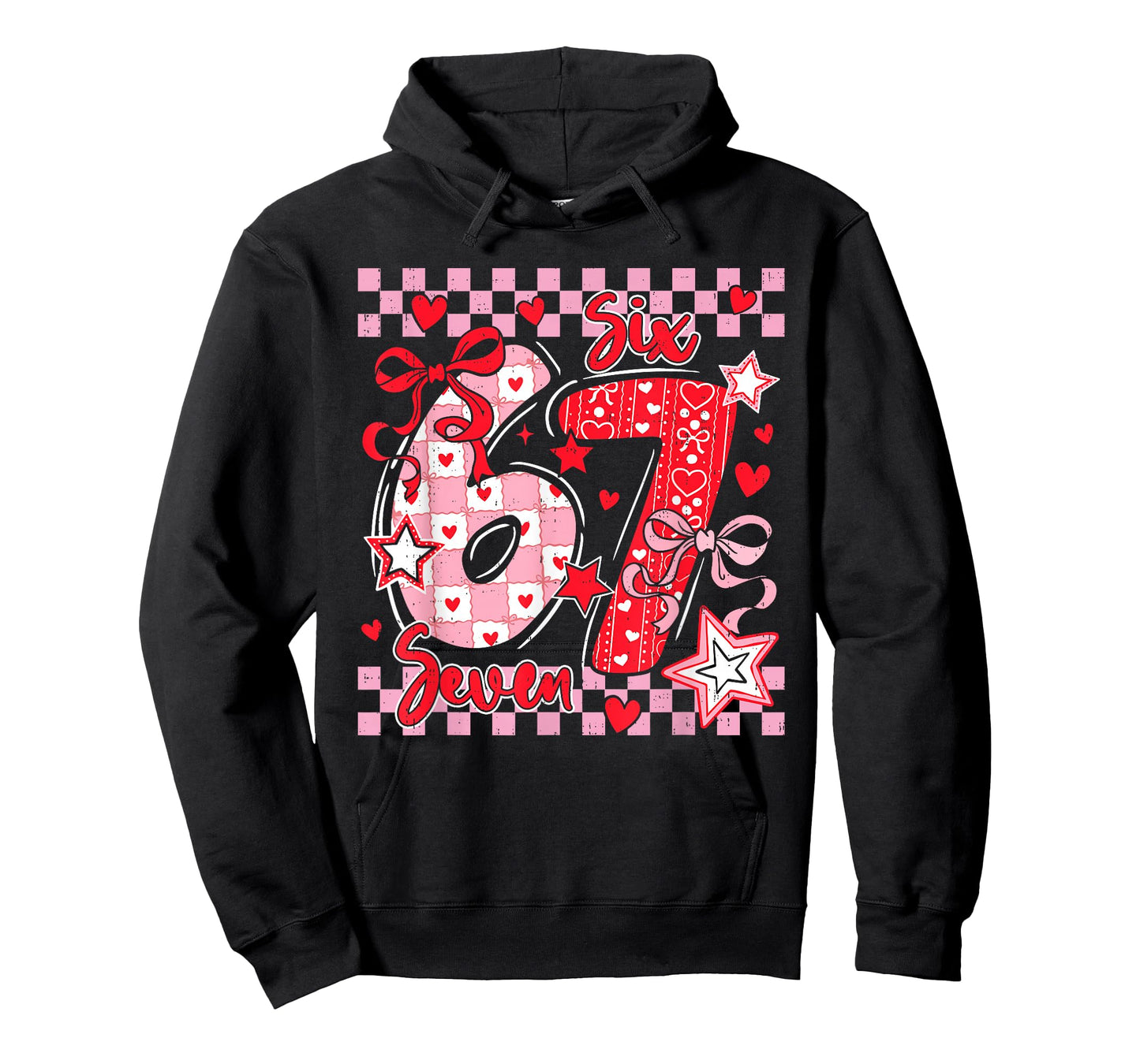 Six Seven 6 7 Meme 67 Bow Valentines Day GirlsTeens Youth T-Shirt