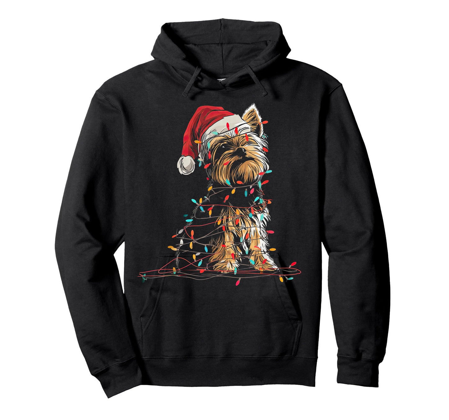 Funny Yorkshire Terrier Christmas Graphics Dog Lights Lover T-Shirt