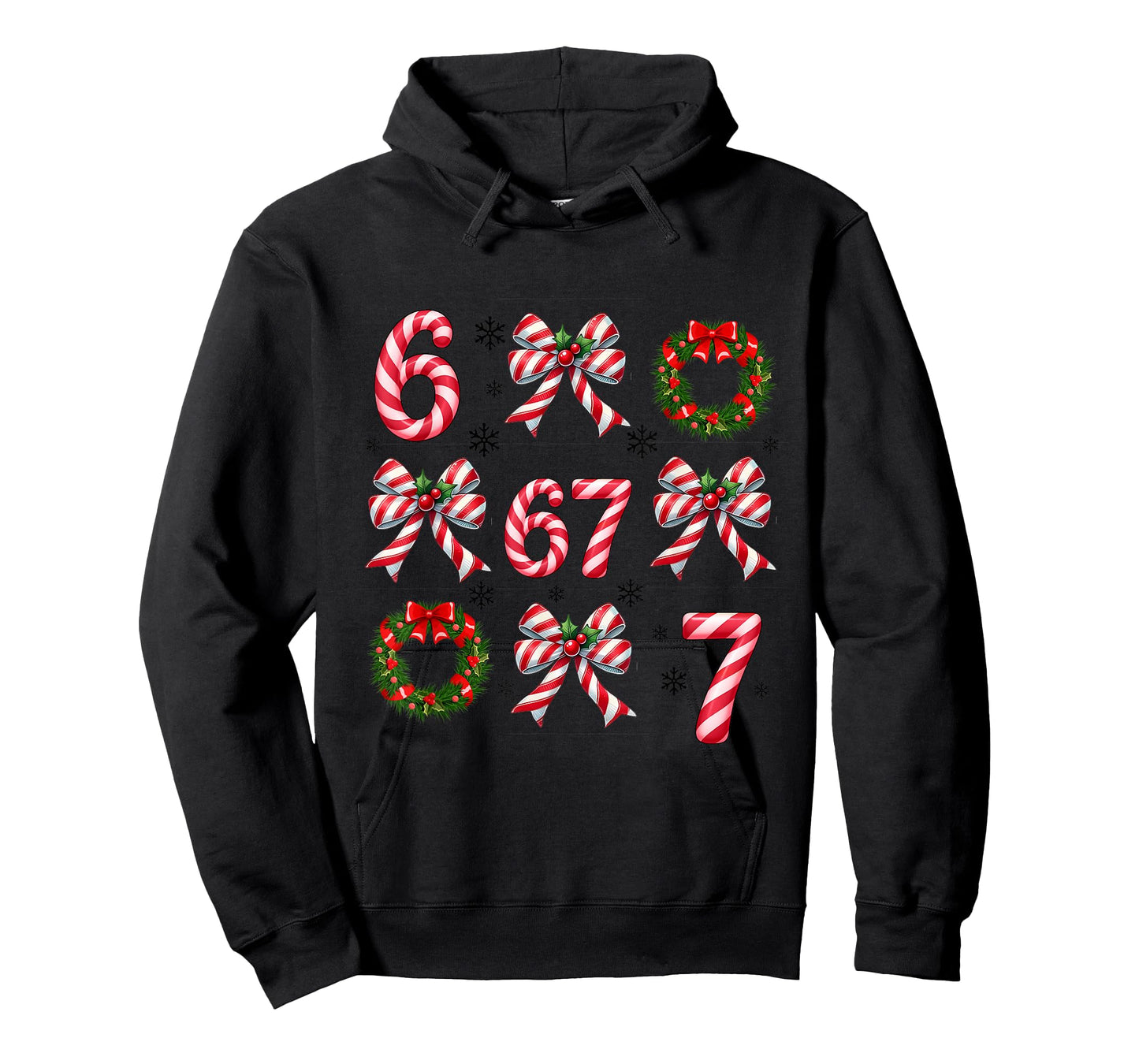 Coquette Bows Candy Cane 67 Meme Slang Christmas Decorations T-Shirt