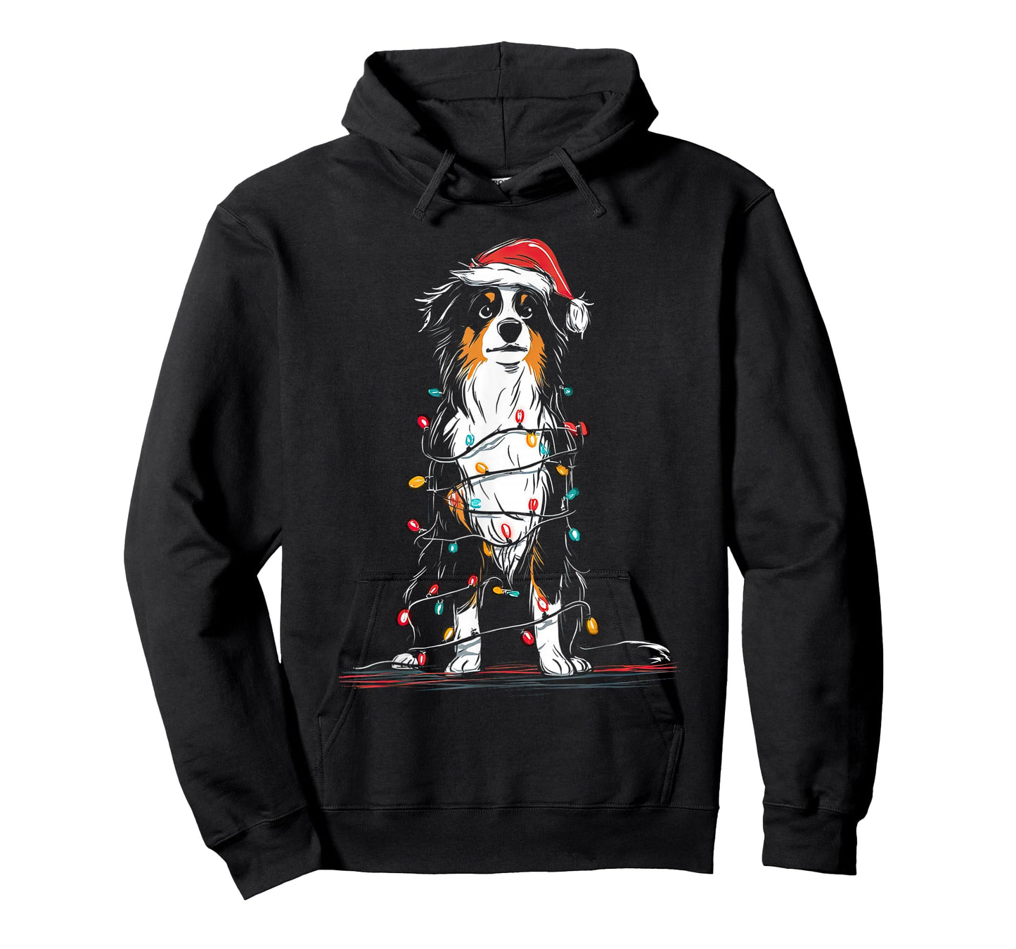 Australian Shepherd Christmas Graphics Dog Lights Aussie T-Shirt