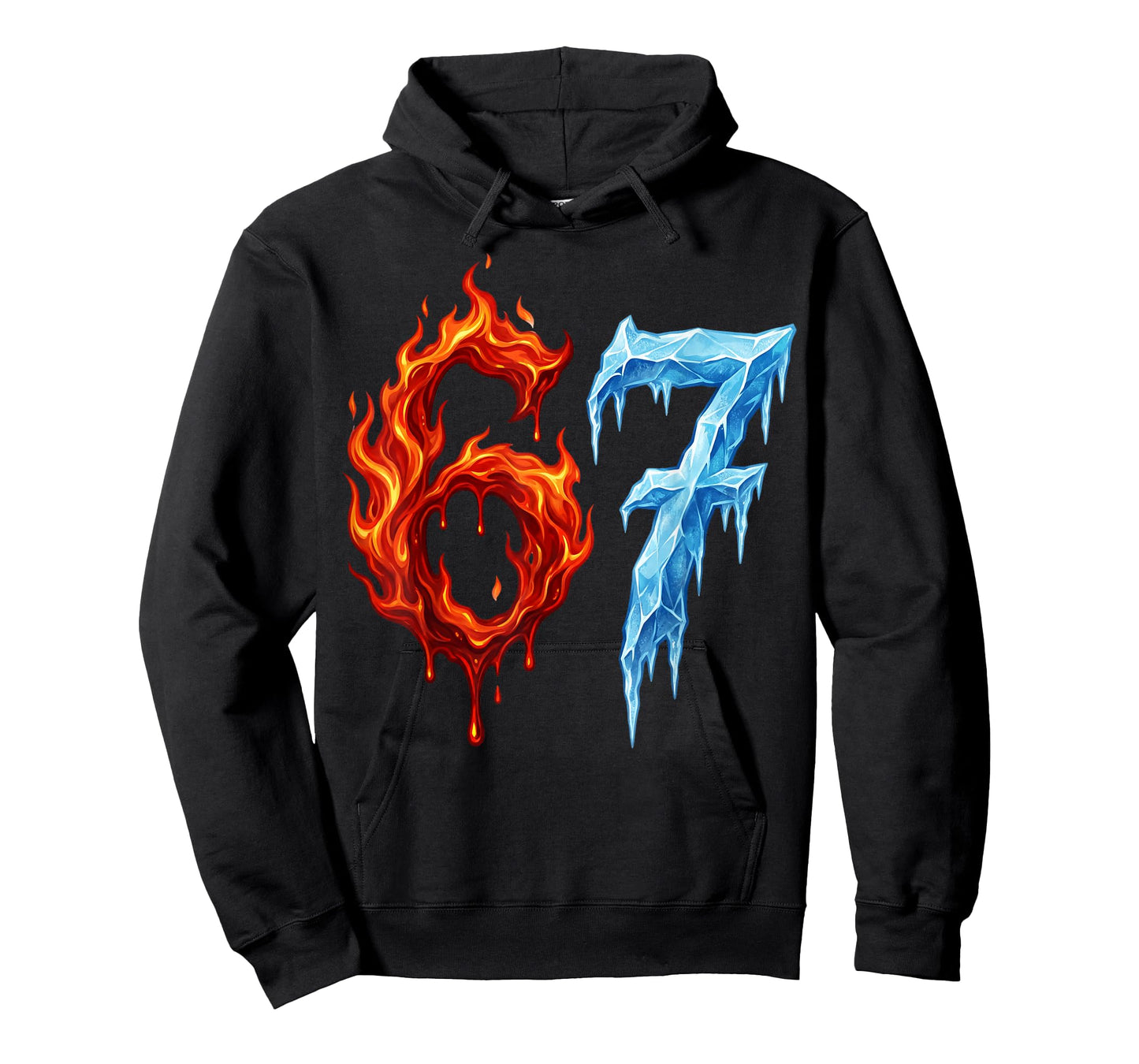 67 Six Seven 6-7 Flaming Ice Funny Teen Kids Meme T-Shirt