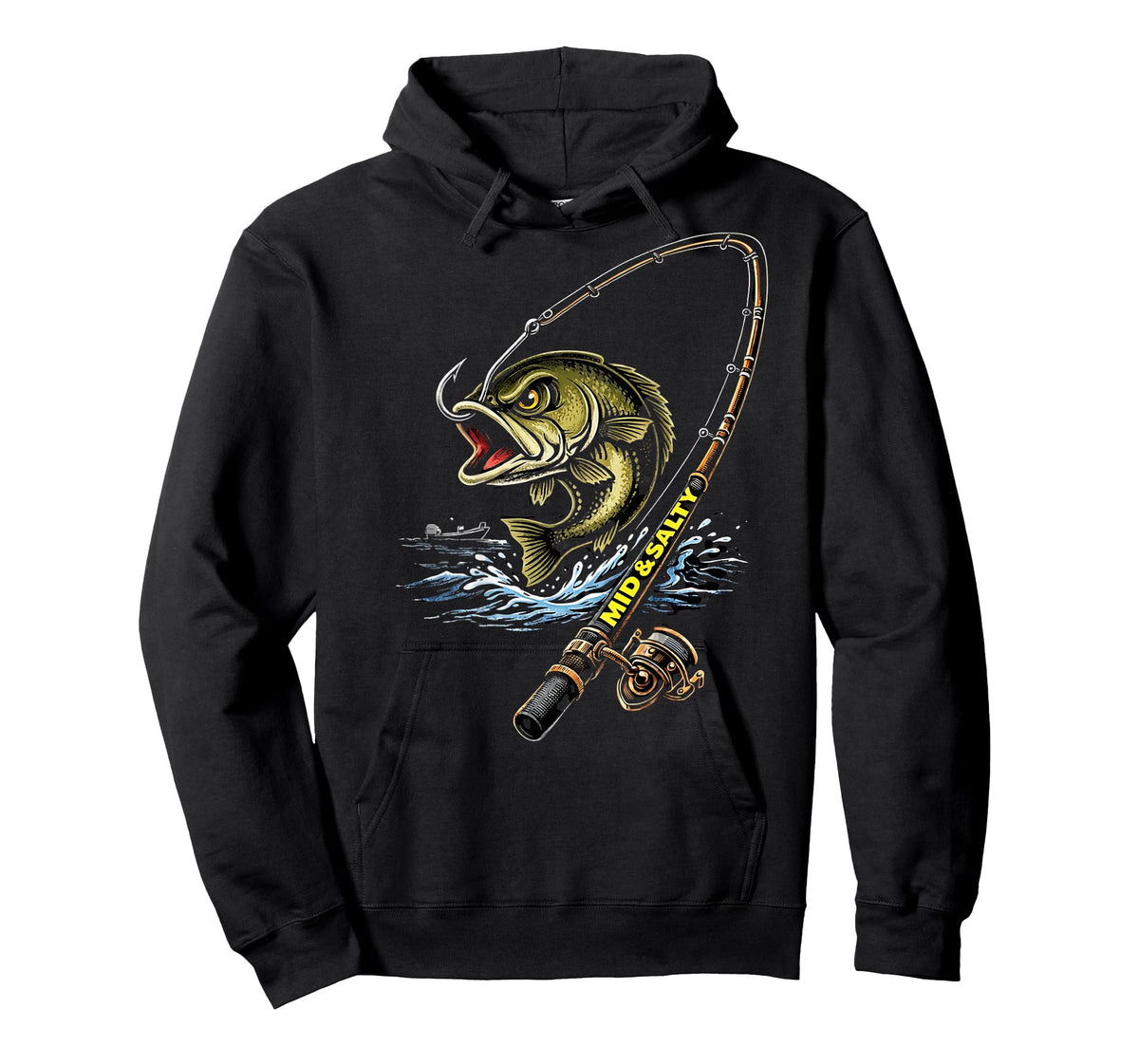 Mid & Salty Angry Bass Fishing Color T-Shirt