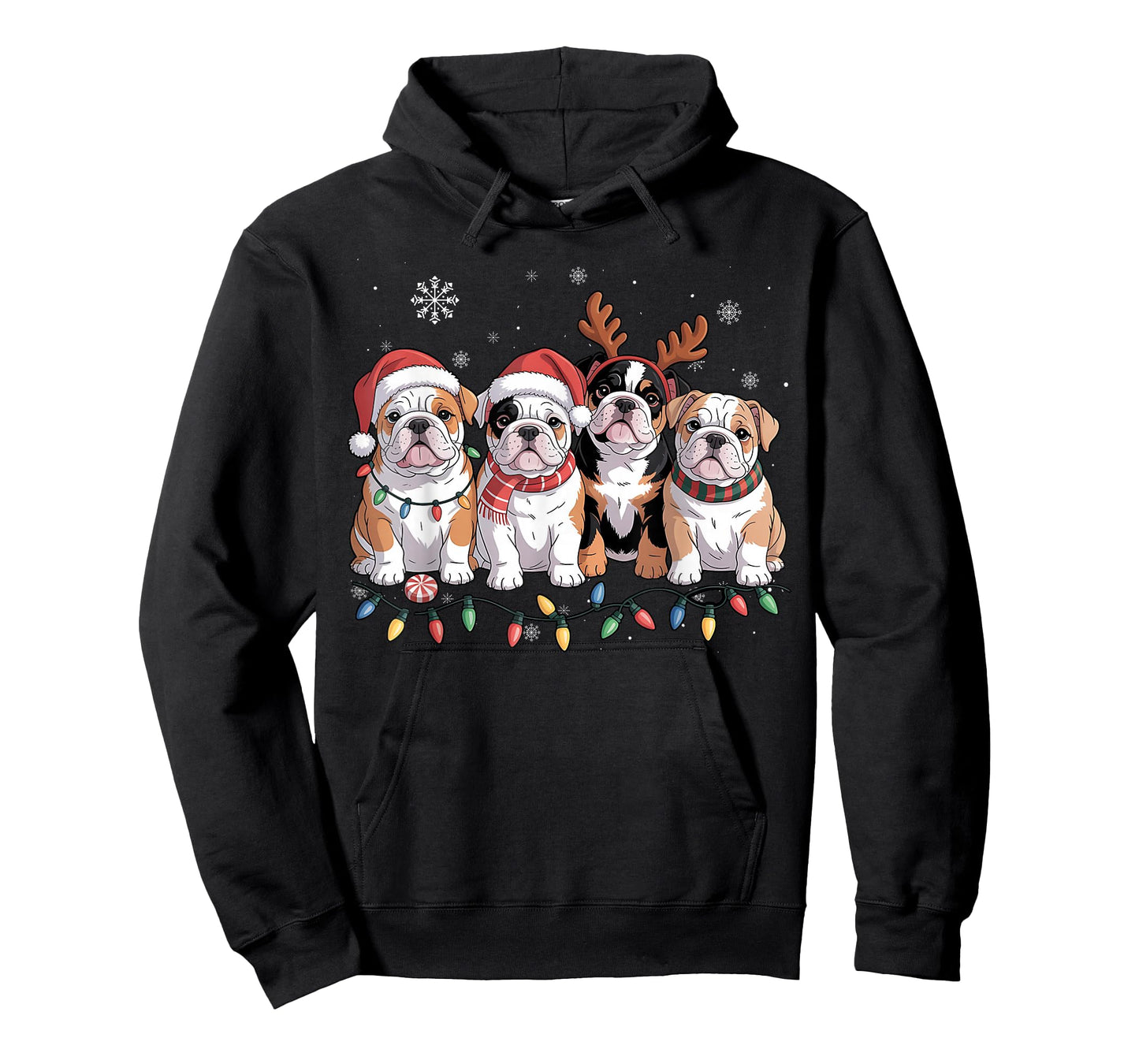 Cute Four English Bulldog Christmas for Women Men Dog Lover T-Shirt