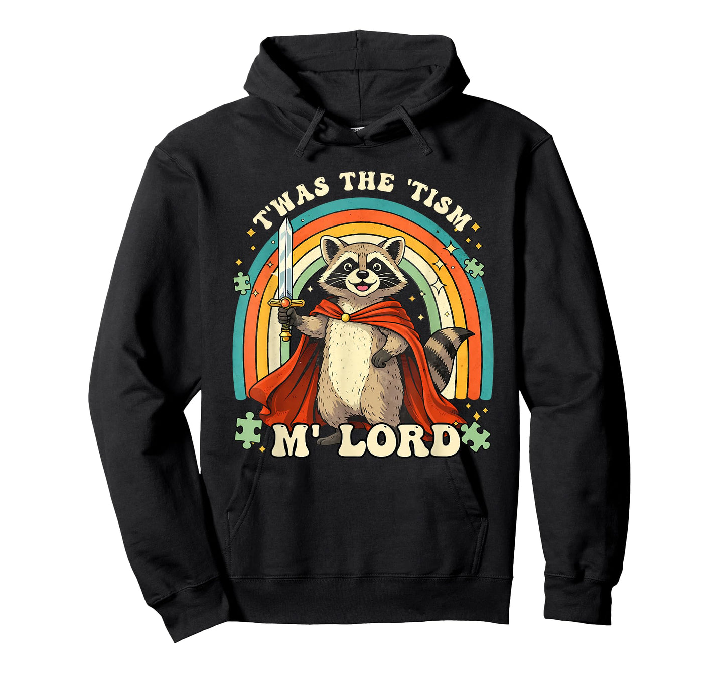 Funny Autism Raccoon T'was The 'Tism M'lord Neurodiversity T-Shirt