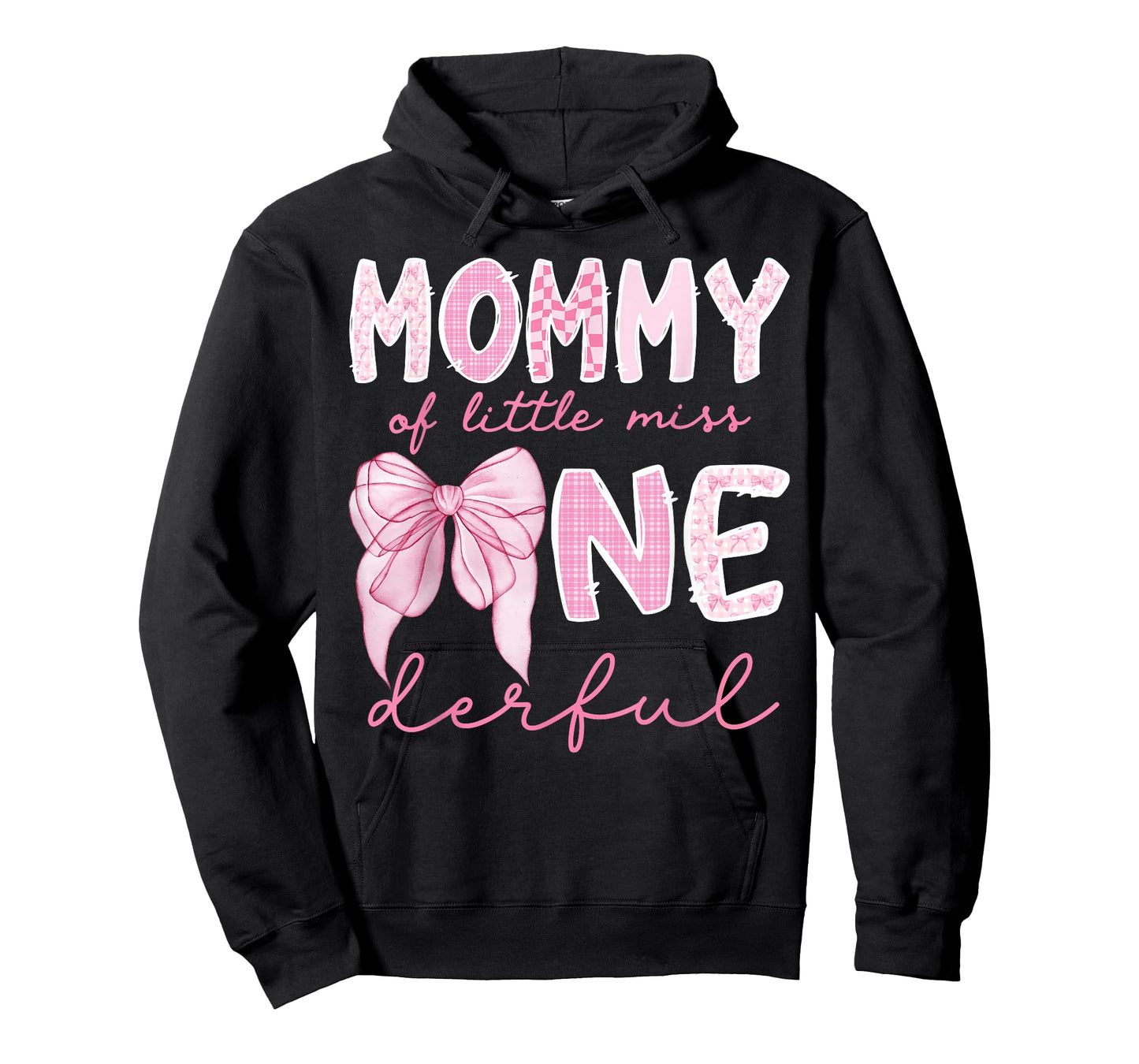 Mommy of Little Miss Onederful First Birthday Girl Bow T-Shirt