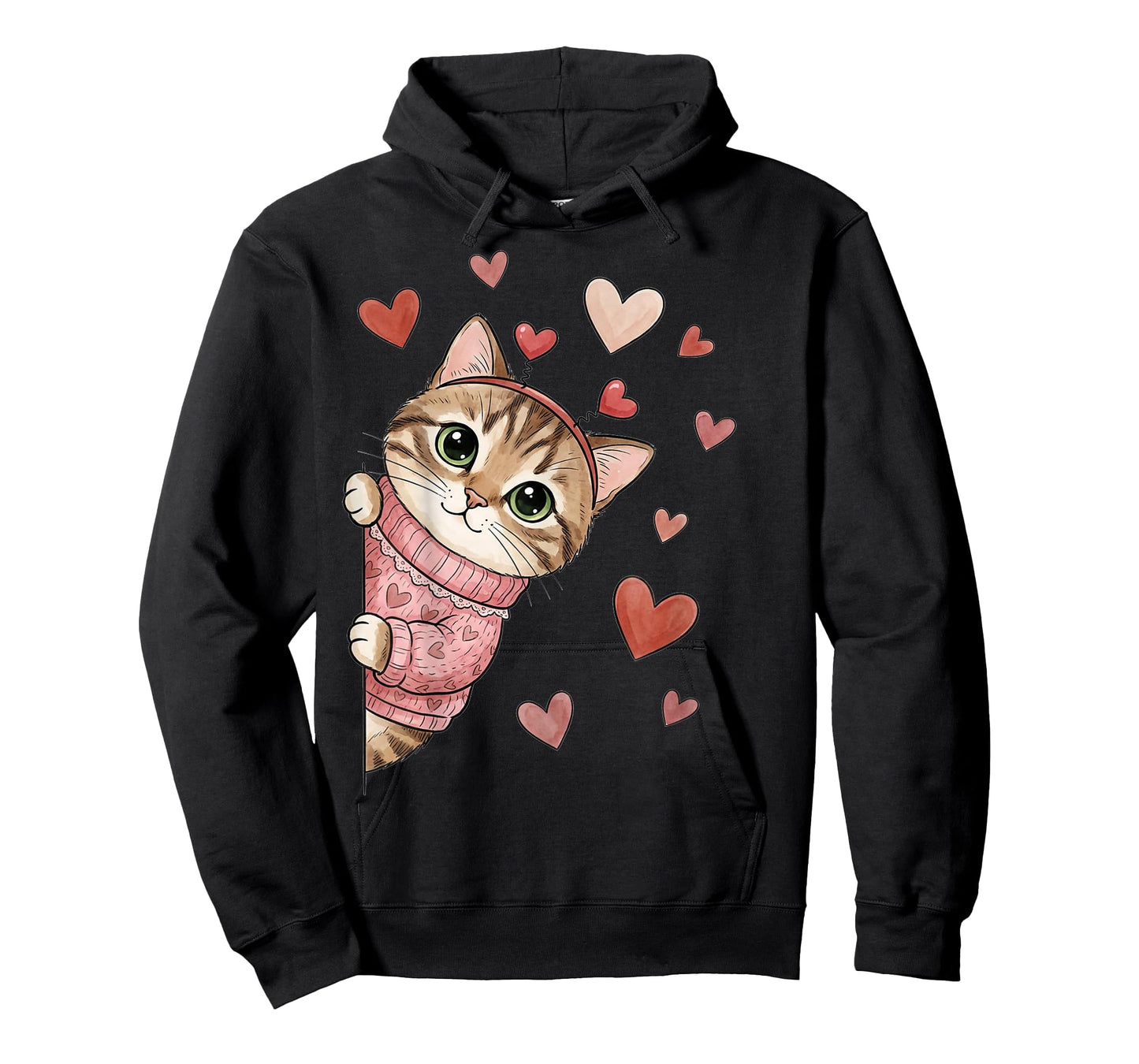 Cute Cat Valentines with Hearts Meow Cats Valentine T-Shirt