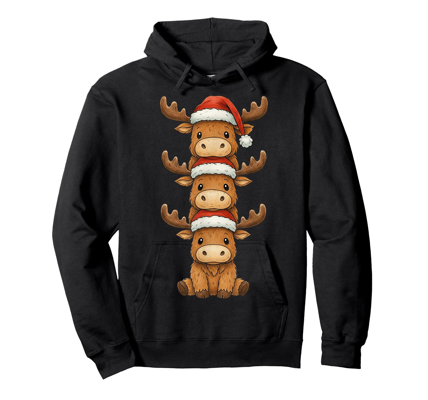 Moose Christmas Cute Animals Stacks Santa Hat Moose Mama T-Shirt