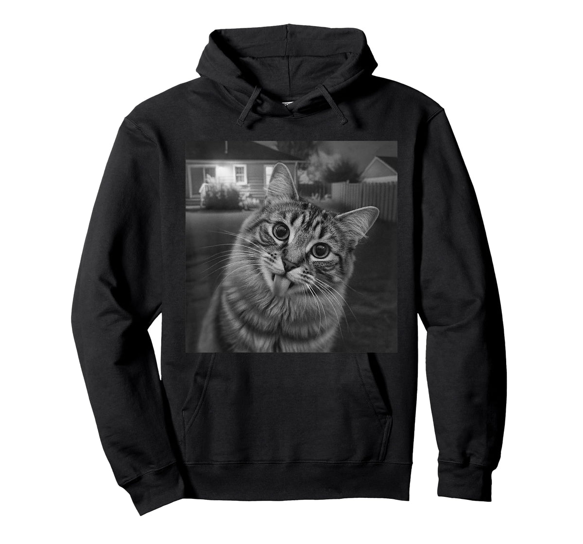 Funny Cat Sticks Out Tongue On Security Camera T-Shirt