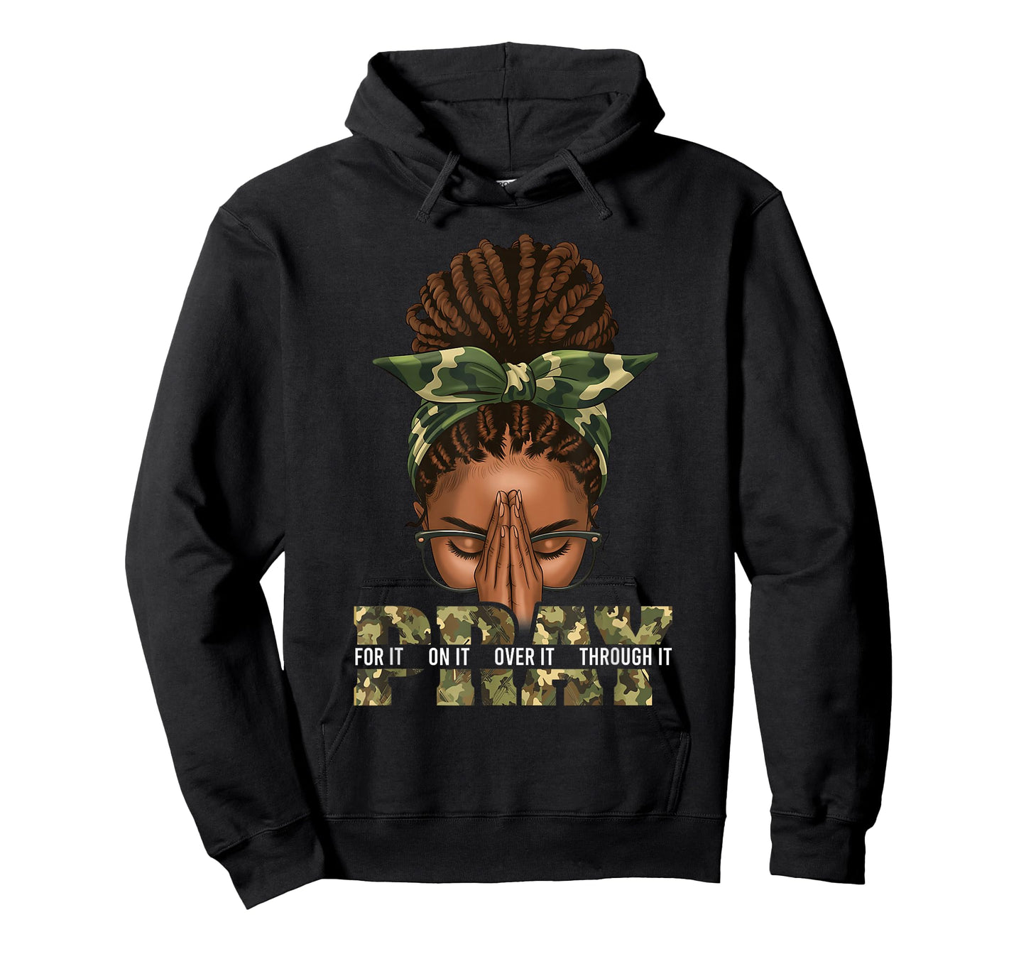 Pray On It Pray Over It Black Woman Afro Christian Sayings T-Shirt