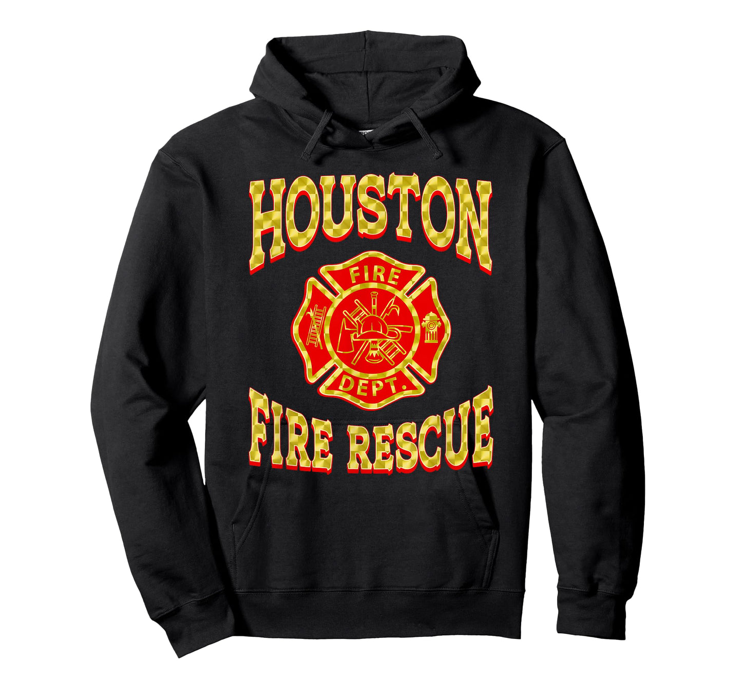 Retro Houston Fire Department Patch Flag Texas Firefighter T-Shirt