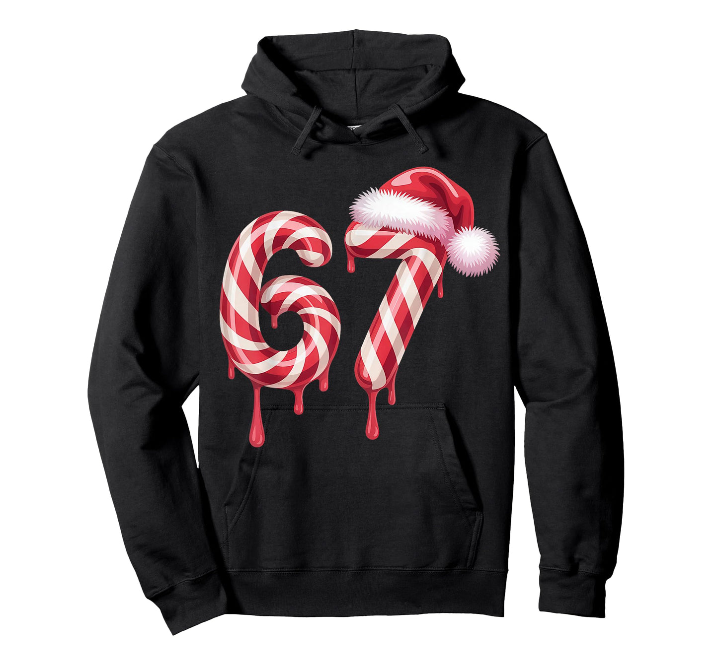 Melting Candy Cane 67 Christmas, Santa Hat Holiday T-Shirt