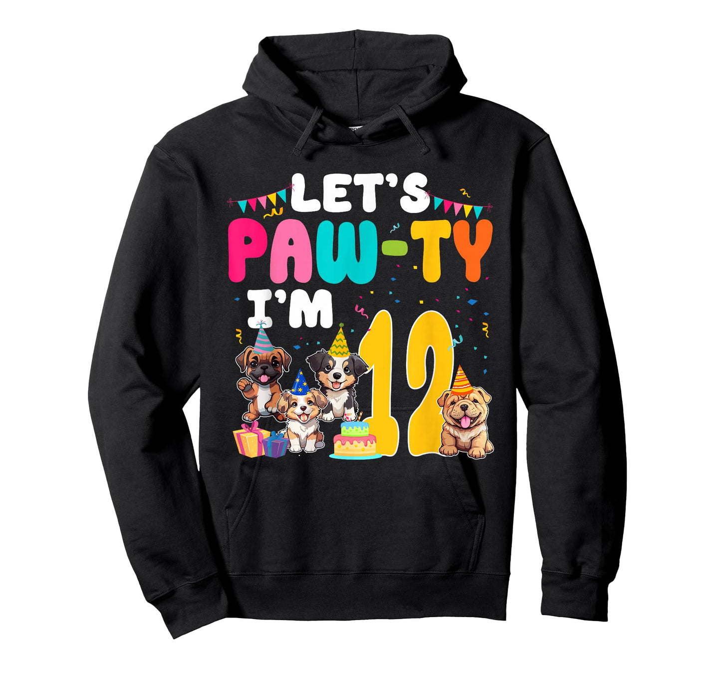 Let's Pawty I'm 12 Year Old Dog Lover 12th Birthday Party T-Shirt