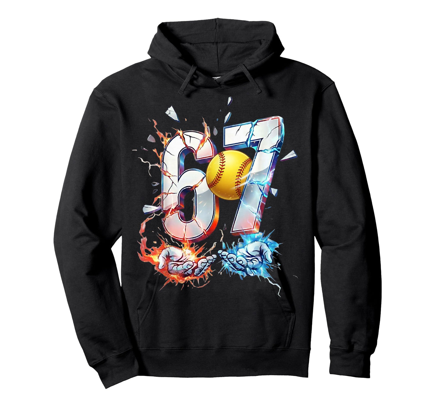 6 7 Softball Six Seven Meme 67 Hands Funny Kids Men Women T-Shirt